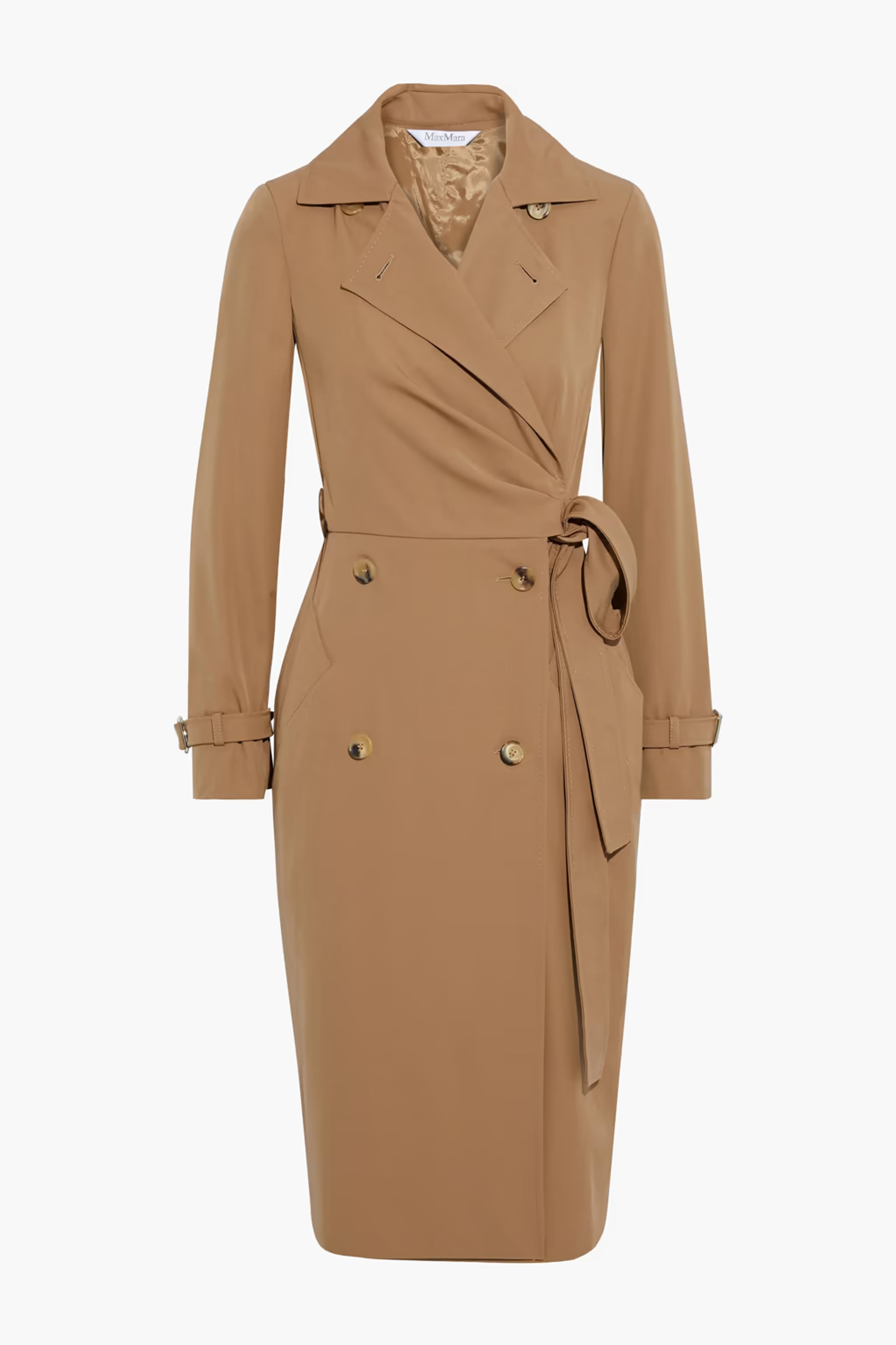 Camel Lucia double-breasted wool-twill wrap dress | MAX MARA | THE OUTNET