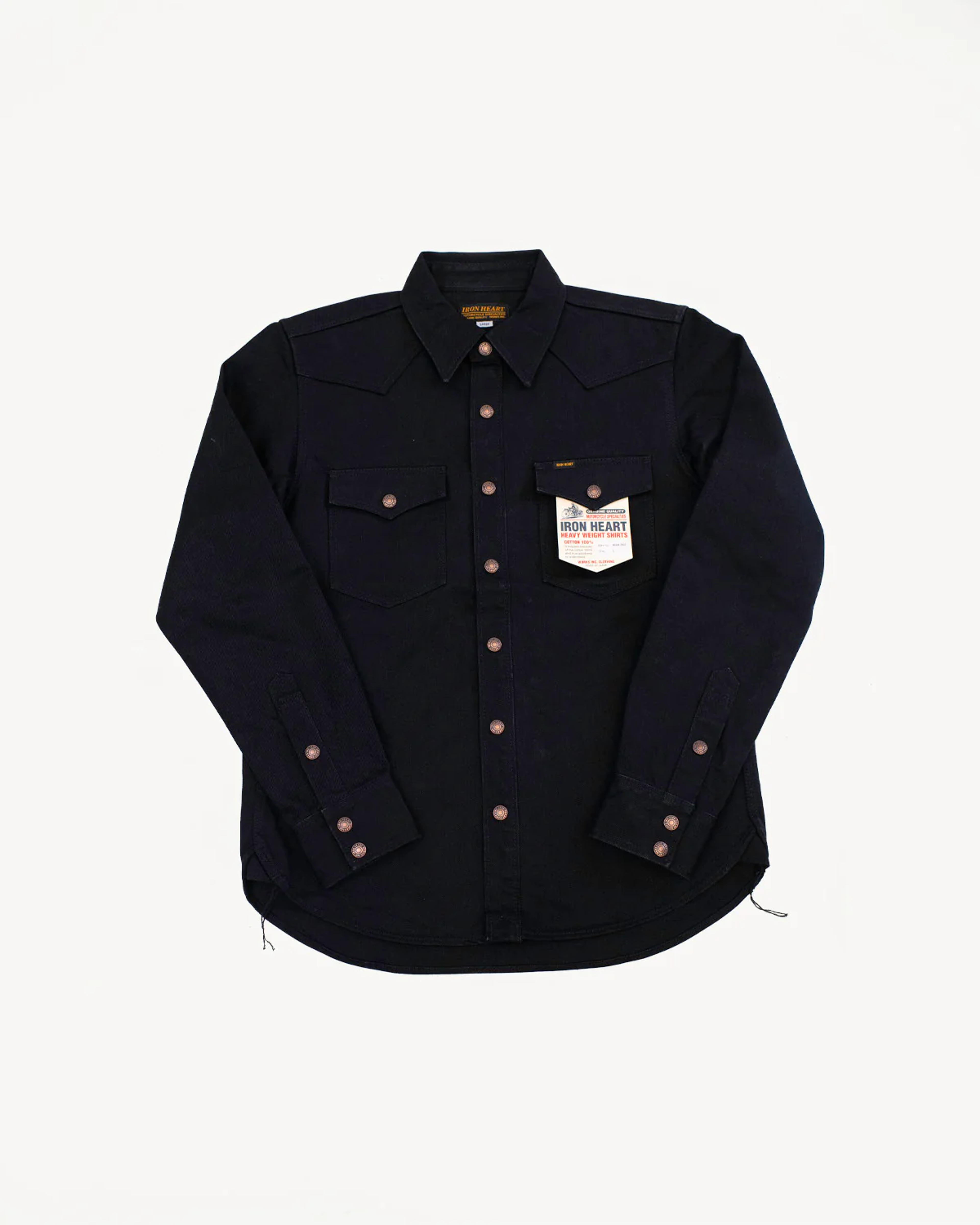 IHSH-362-BLK - 16oz Non-Selvedge Denim CPO Shirt - Superblack (Fades T | James Dant