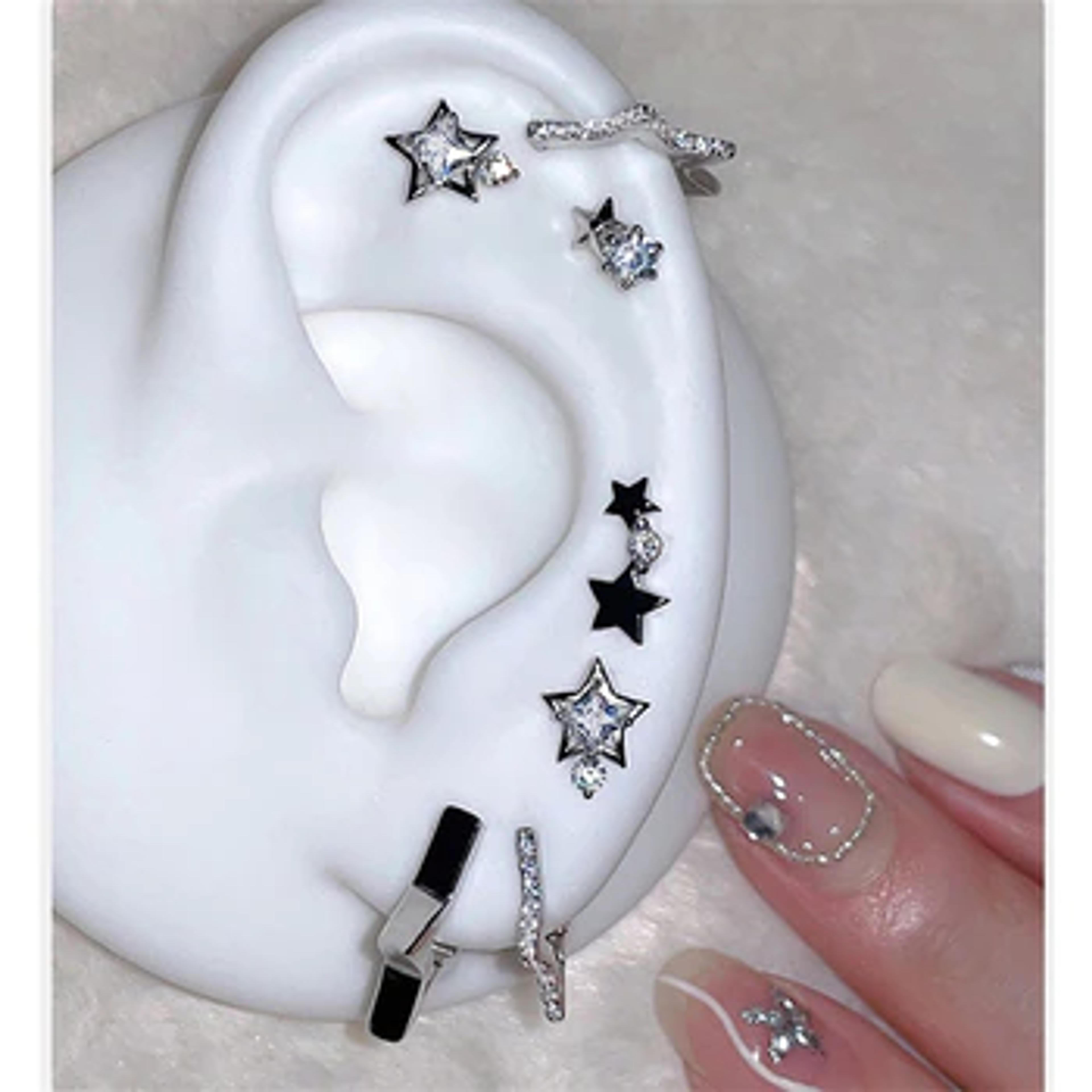 2.29￡ 31% OFF|Crystal Star Hoop Earrings | Metal Wedding Accessories | Aesthetic Accessories - Fashion - Aliexpress
