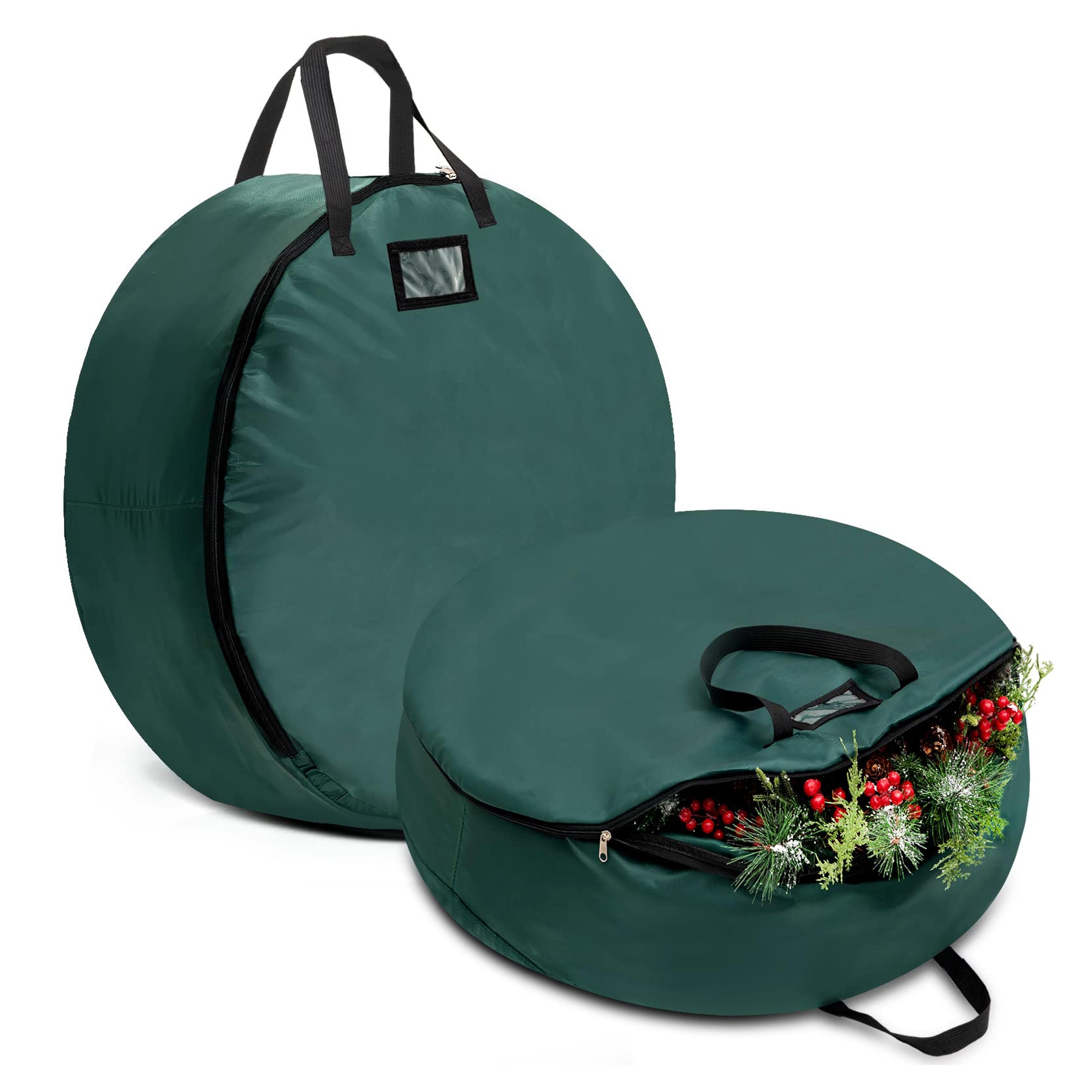 Amazon.com: habibee 2 Pack Christmas Wreath Storage Bag, 30 Inches Christmas Large Wreath Container, Waterproof Heavy Duty 420D Oxford Cloth with Durable Handles & Sleek Dual Zipper : Home & Kitchen