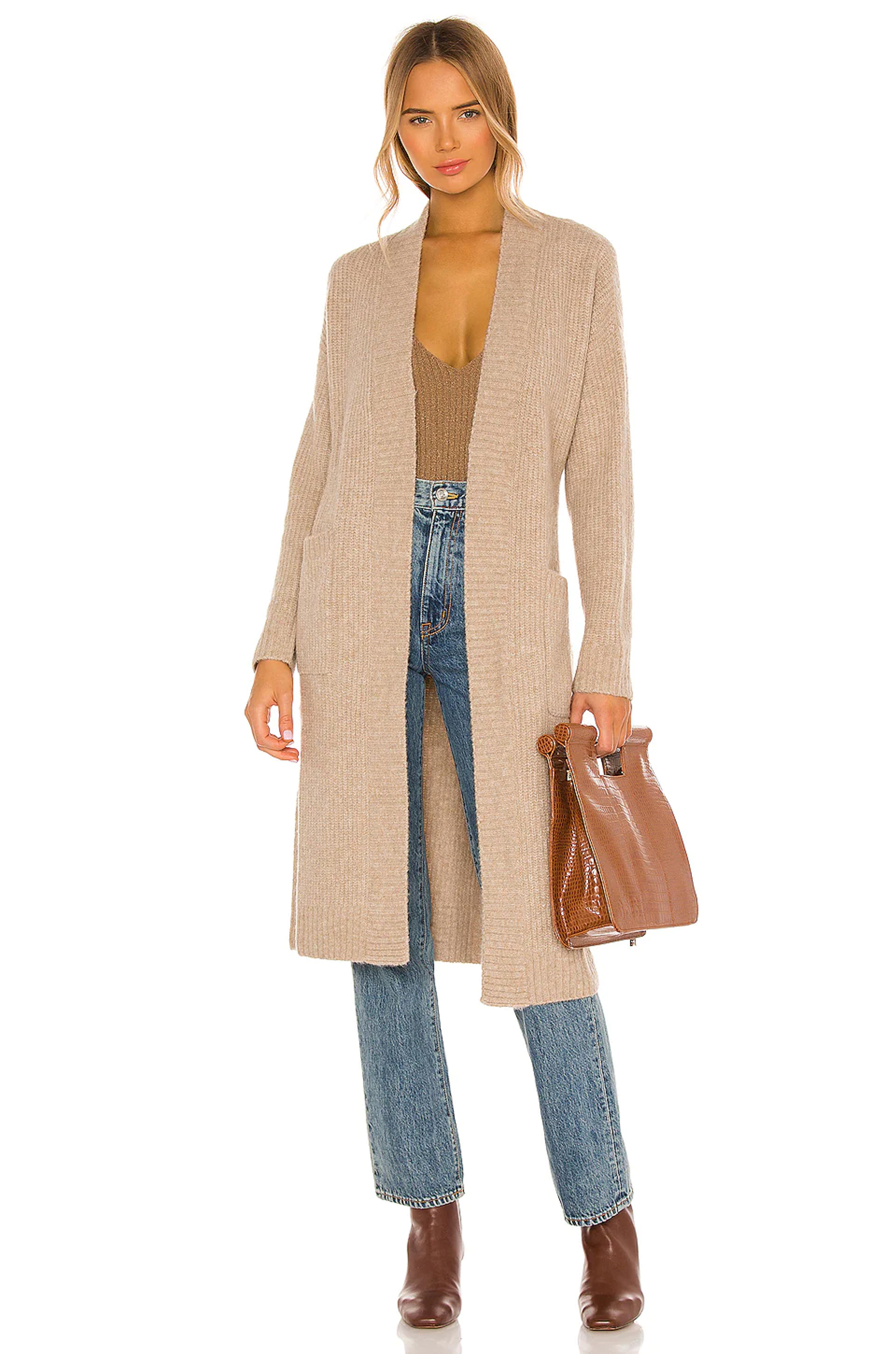 Song of Style Camogli Belted Cardigan in Taupe | REVOLVE