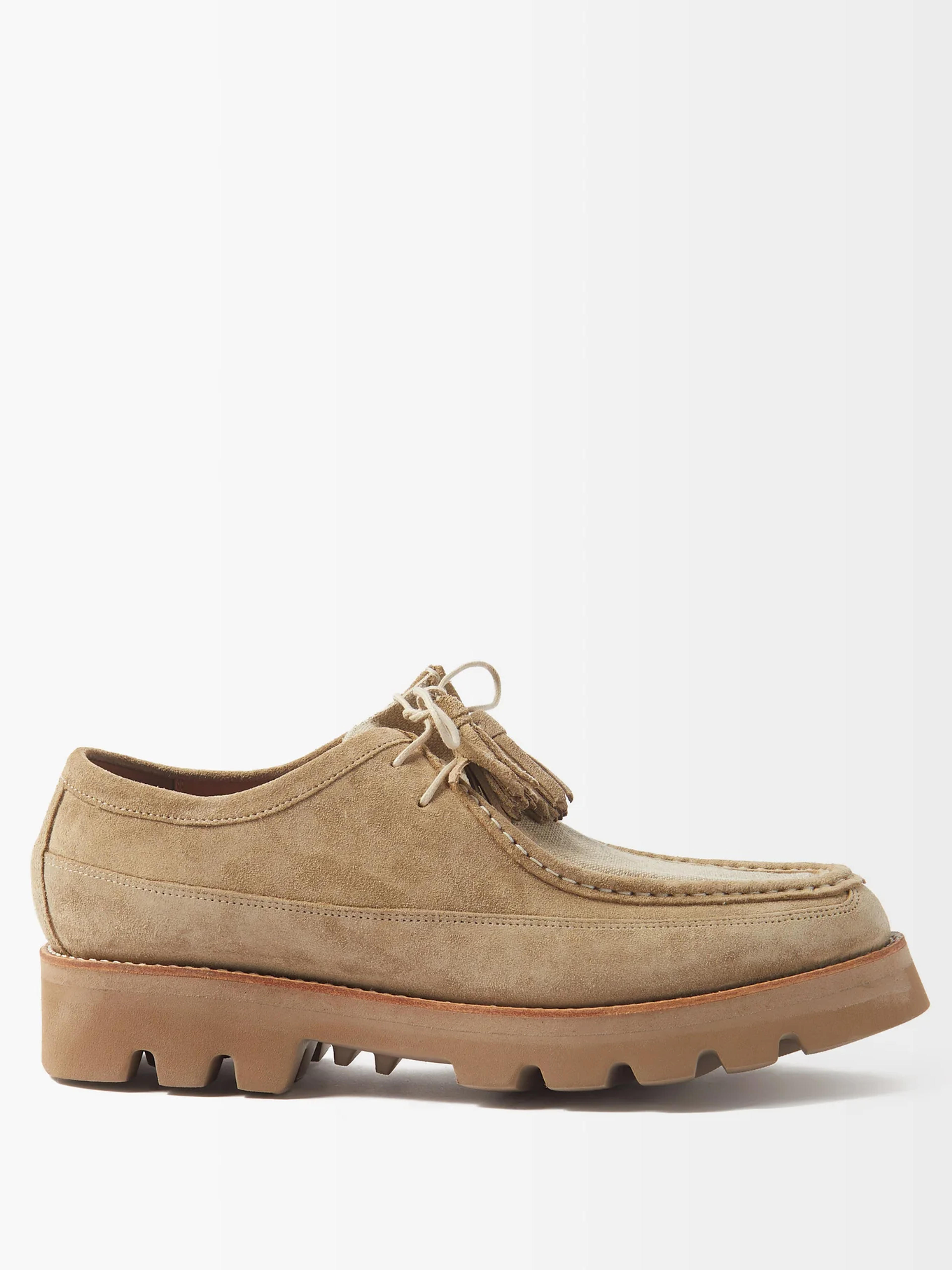 Beige Bennett suede and canvas Derby shoes | Grenson | MATCHESFASHION US