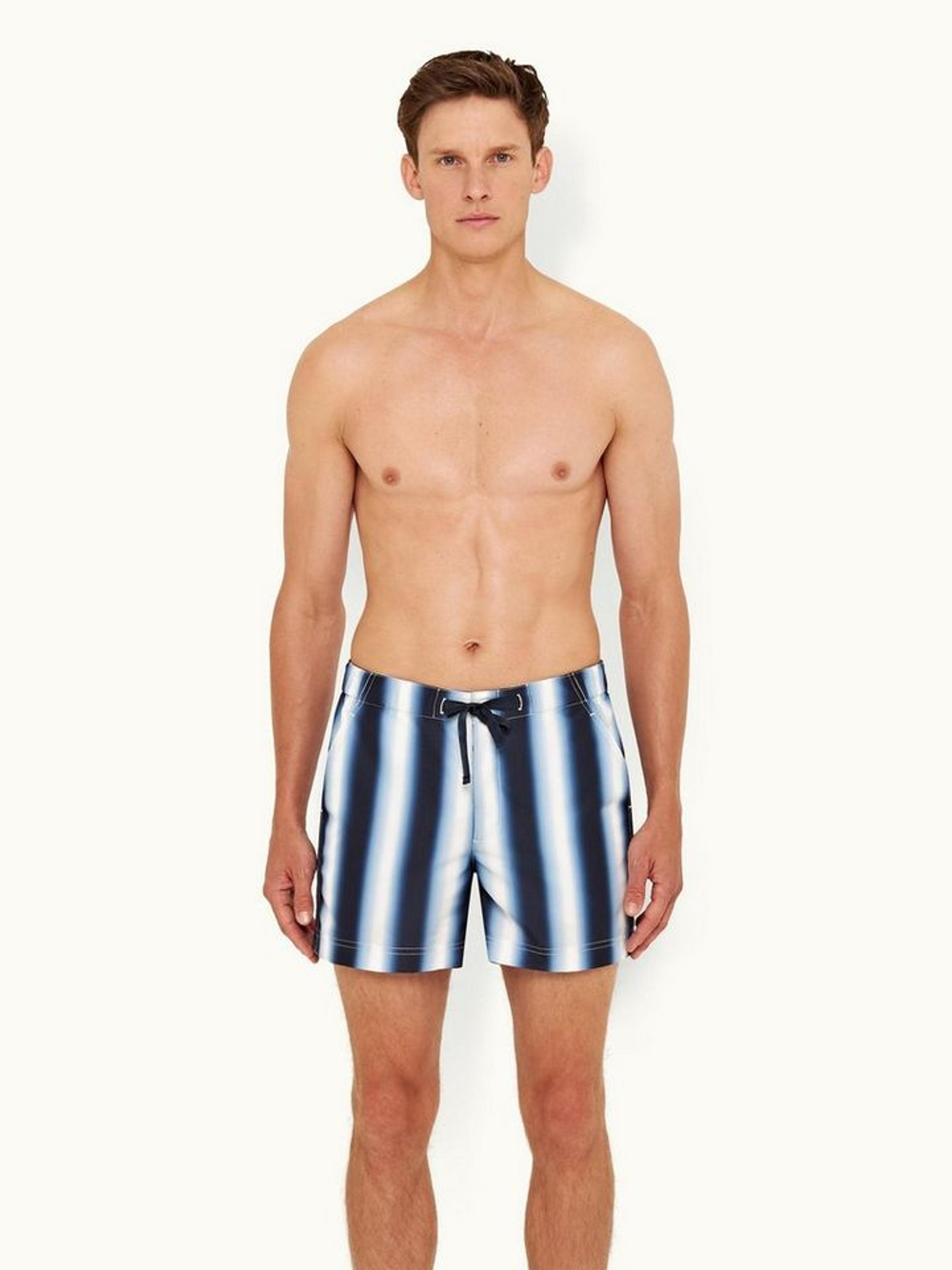 Orlebar Brown | Night Iris/Cloud Mirage Stripe Ripstop Shorter-Length Swim Shorts