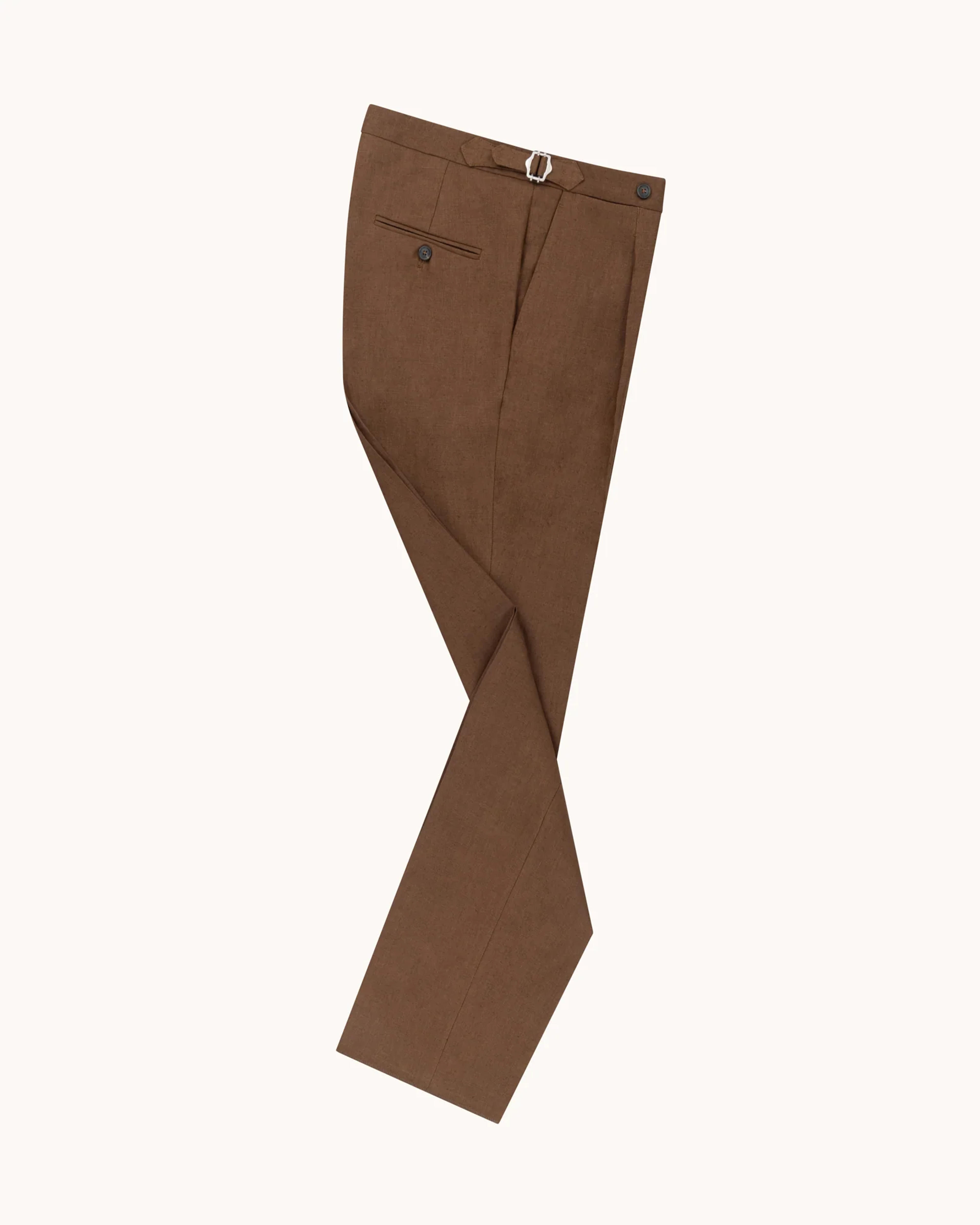 Single Pleat Trouser - Tobacco Brown Linen – Natalino