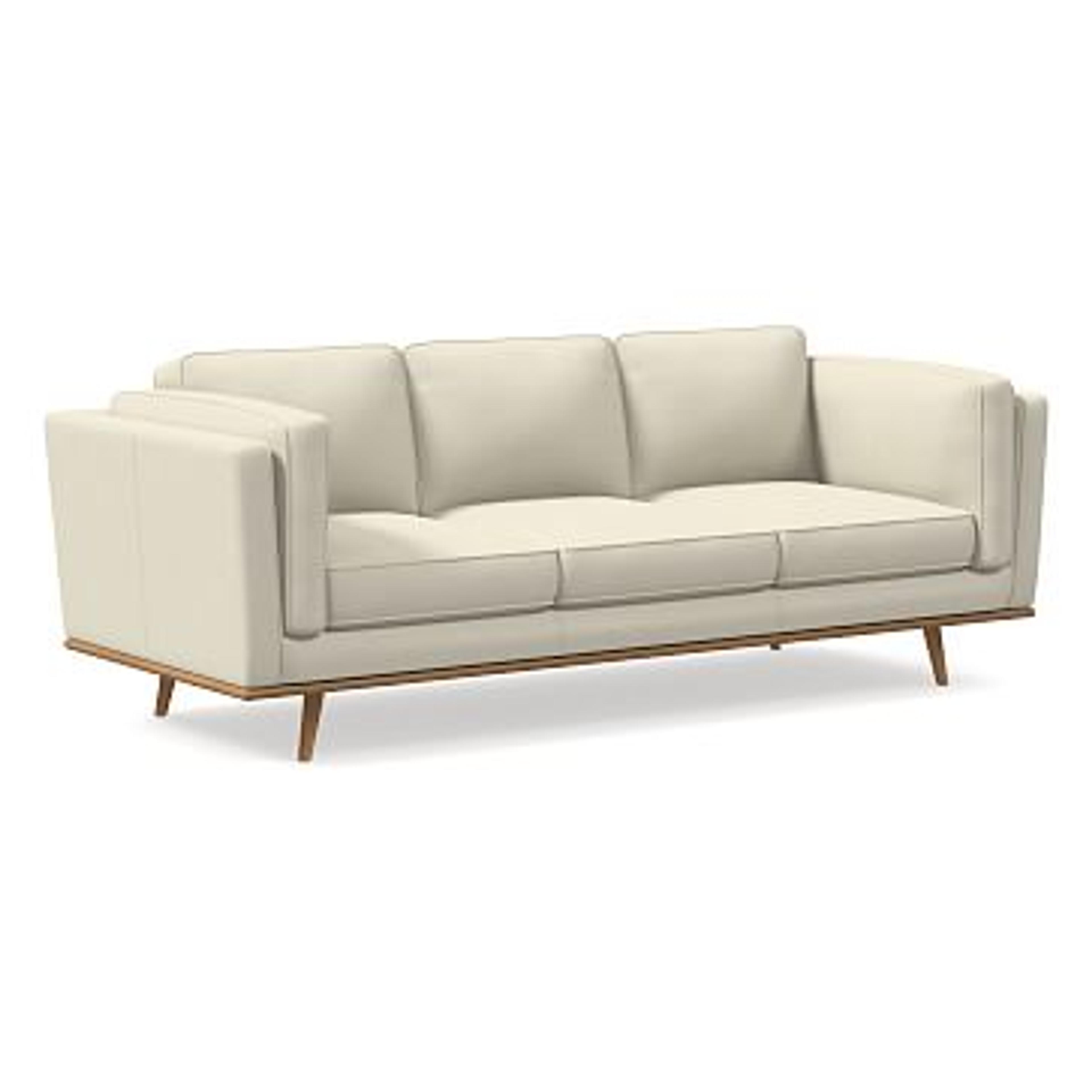 Zander 90" Sofa, Vegan Leather, Snow, Almond | West Elm