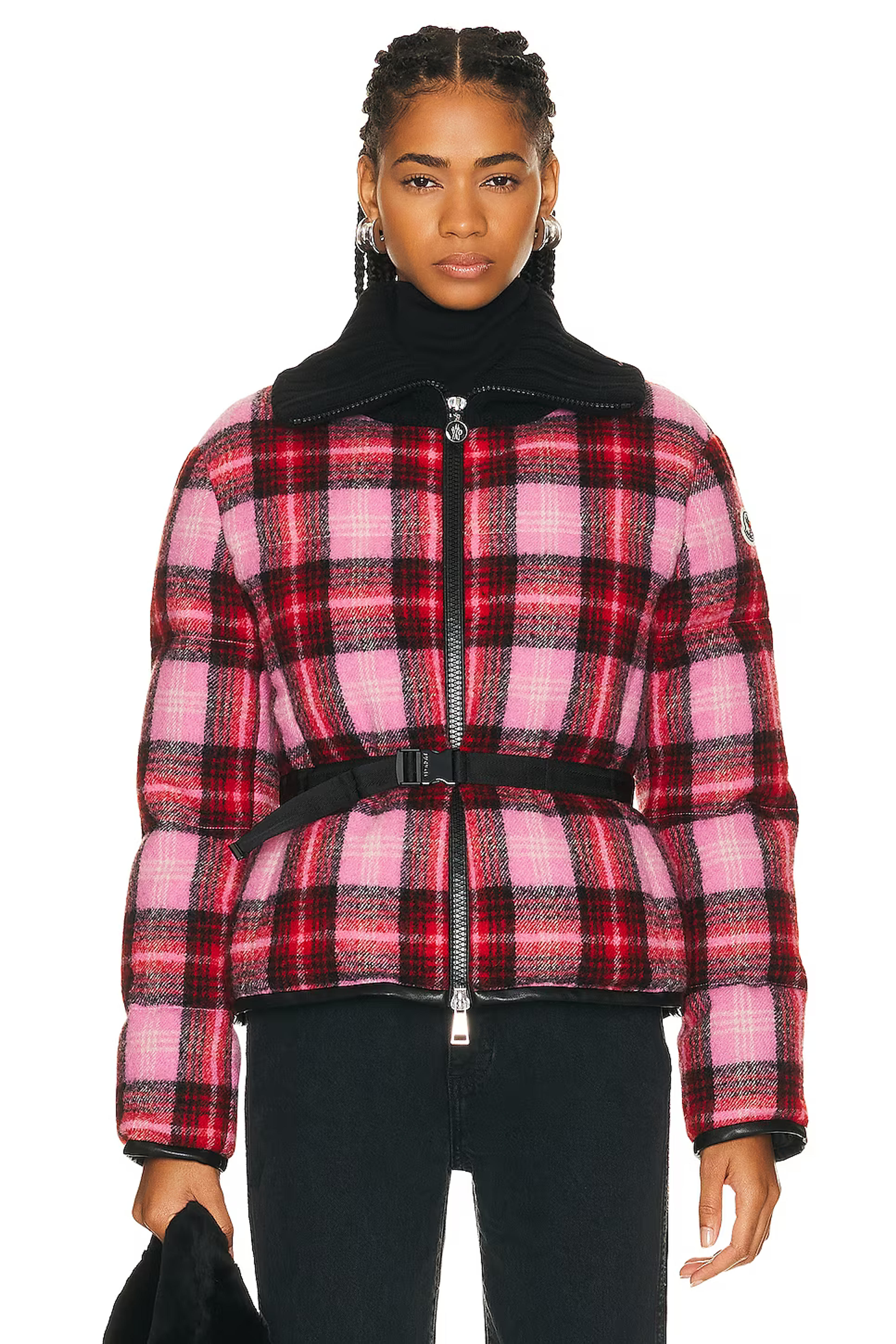 Moncler Zambeze Jacket in Pink Plaid | FWRD