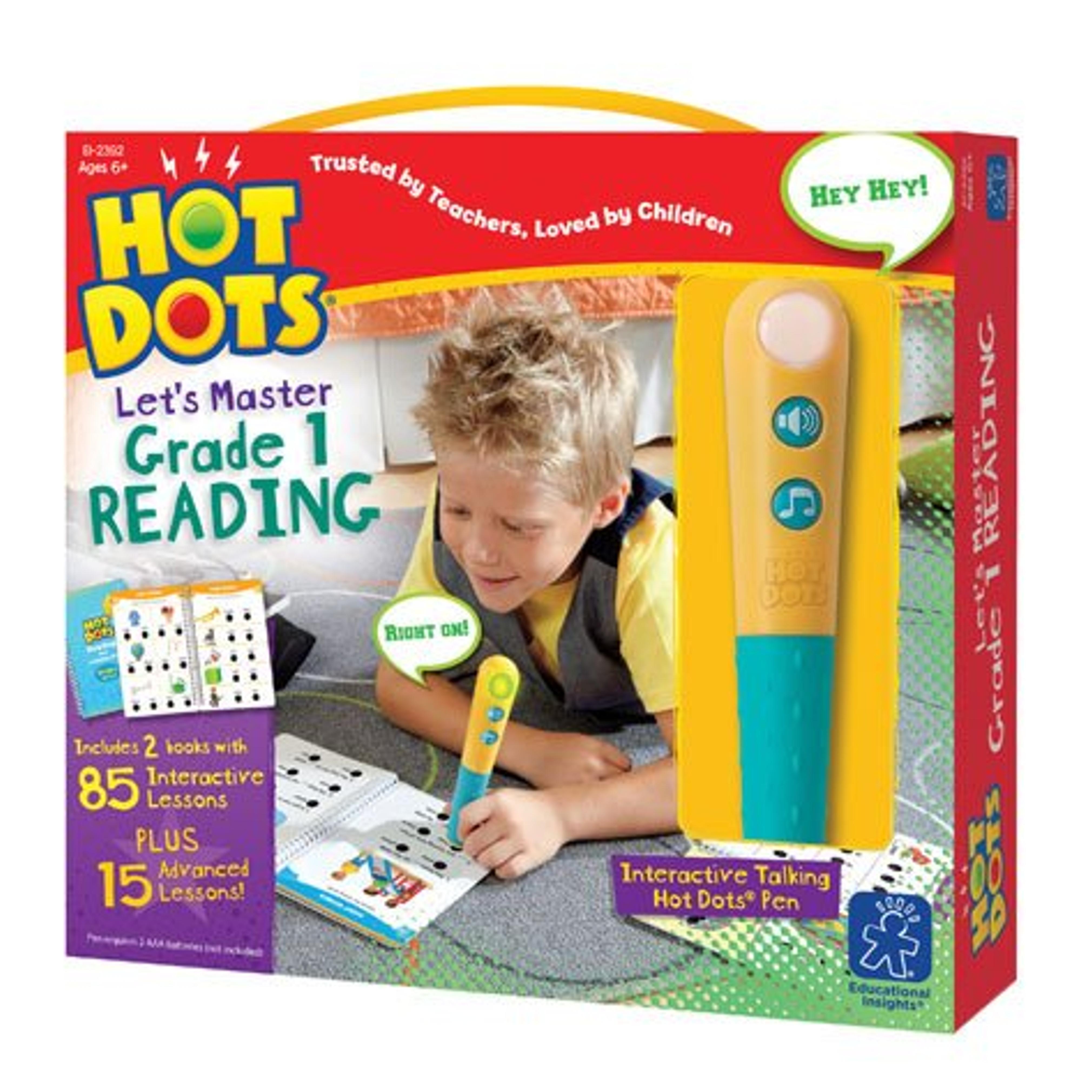 Educational Insights Hot Dots Let's Master 1st Grade Reading Set, Homeschool & School Reading Workbooks, 2 Books & Interactive Pen, 100 Math Lessons, Ages 6+