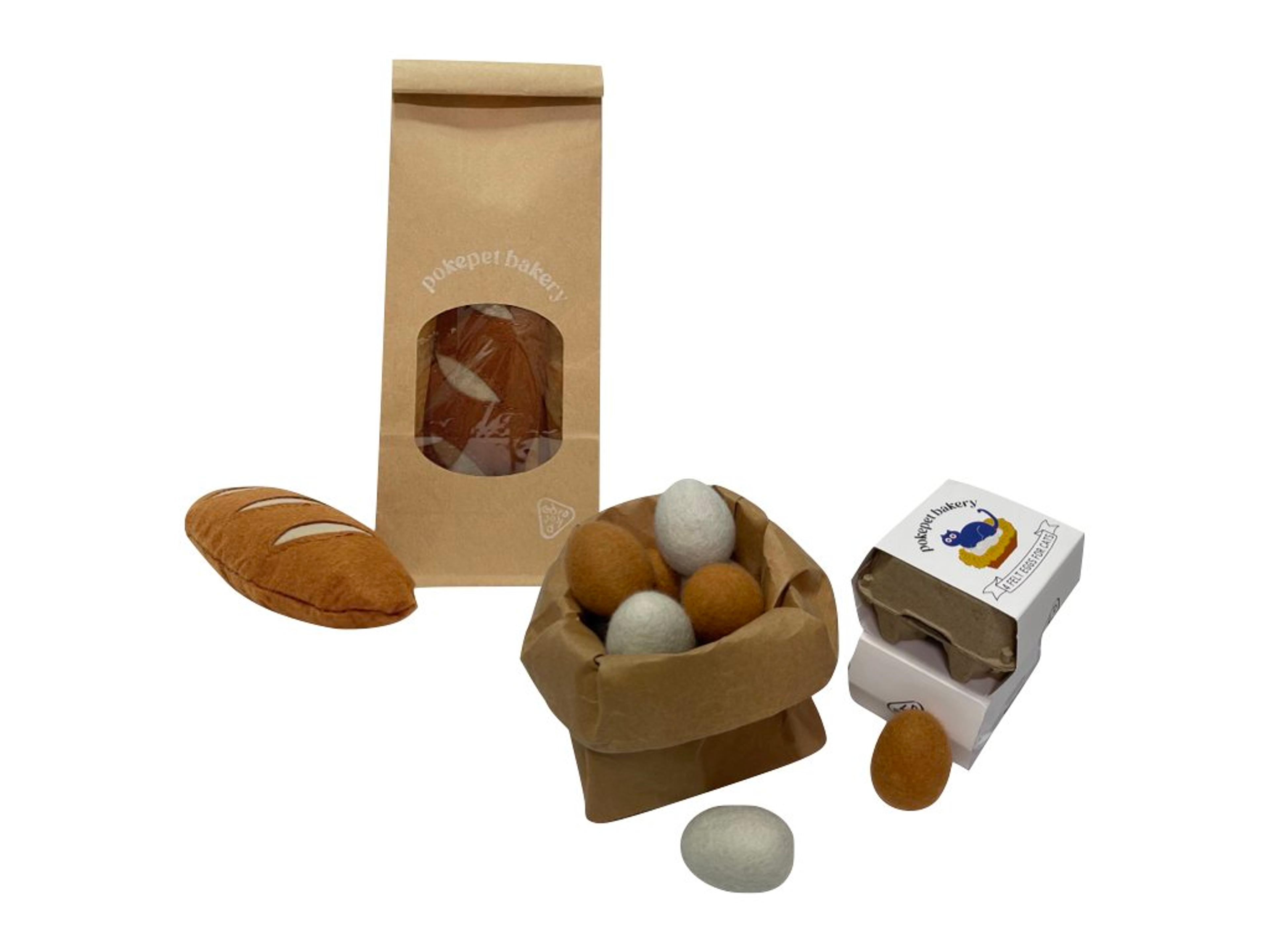 WhimsiBake: Baguette & Eggs Cat Toys Set