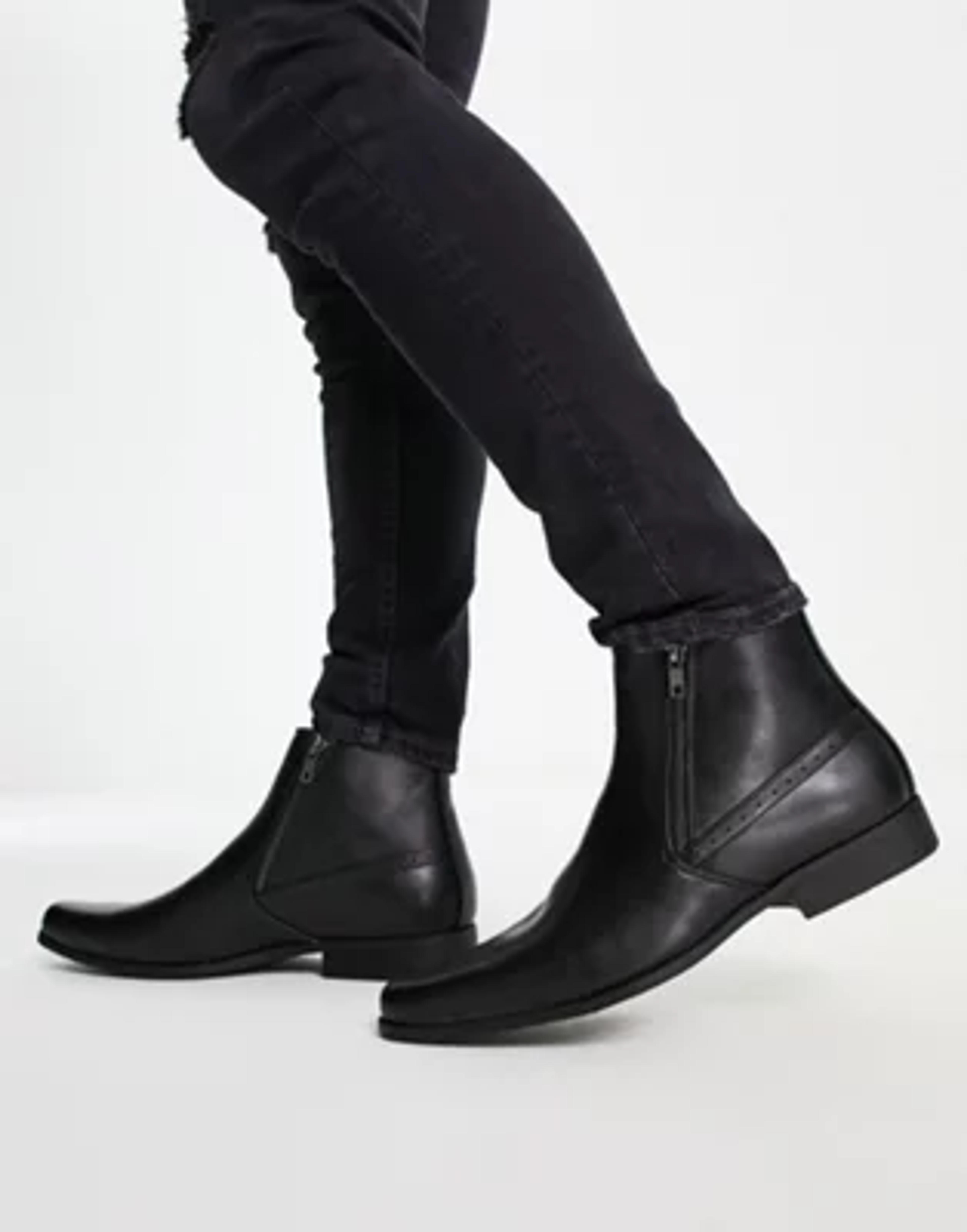 ASOS DESIGN chelsea boots in black faux leather with zips