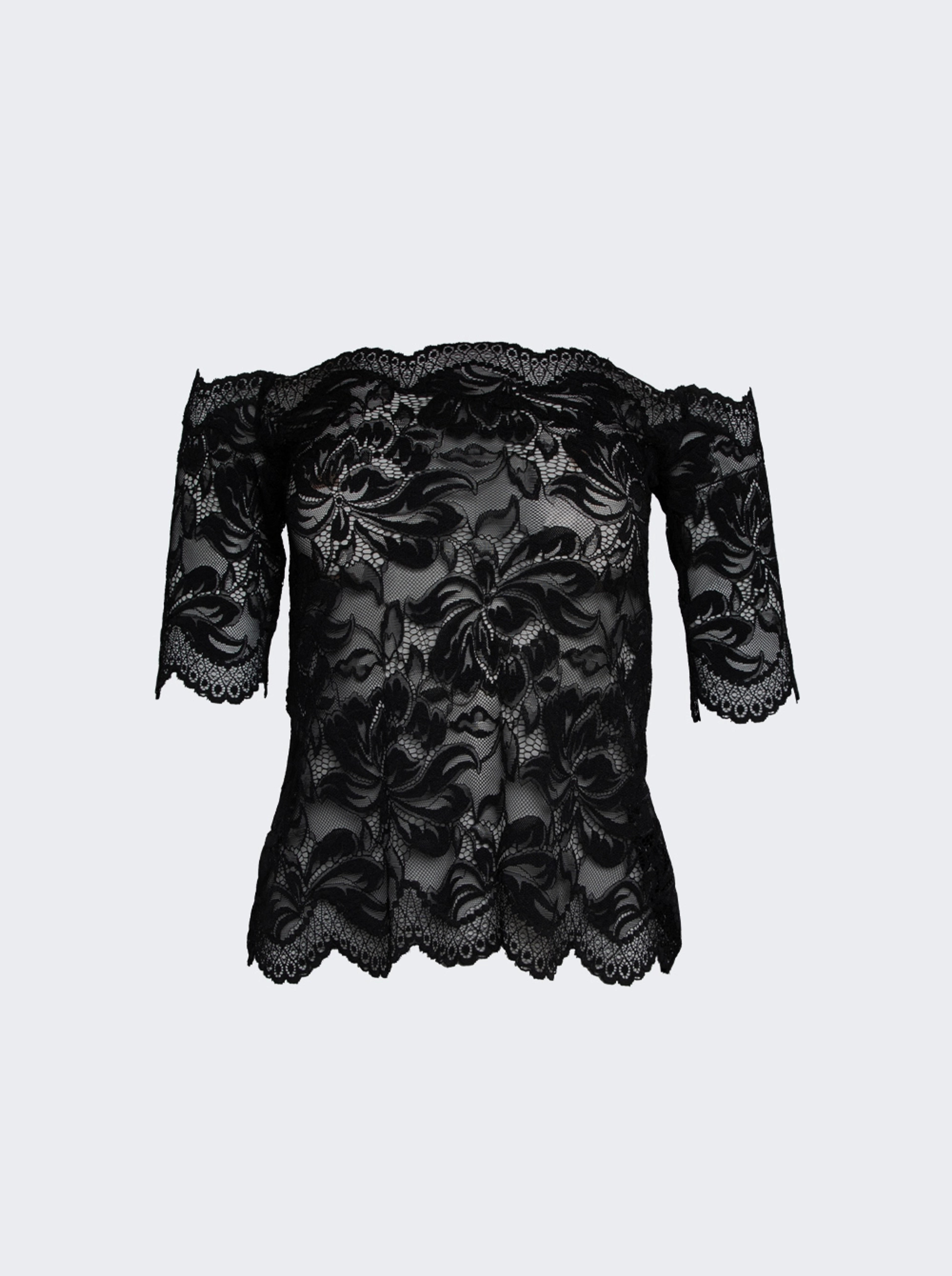 Bardot Collar Lace Top Black | The Webster