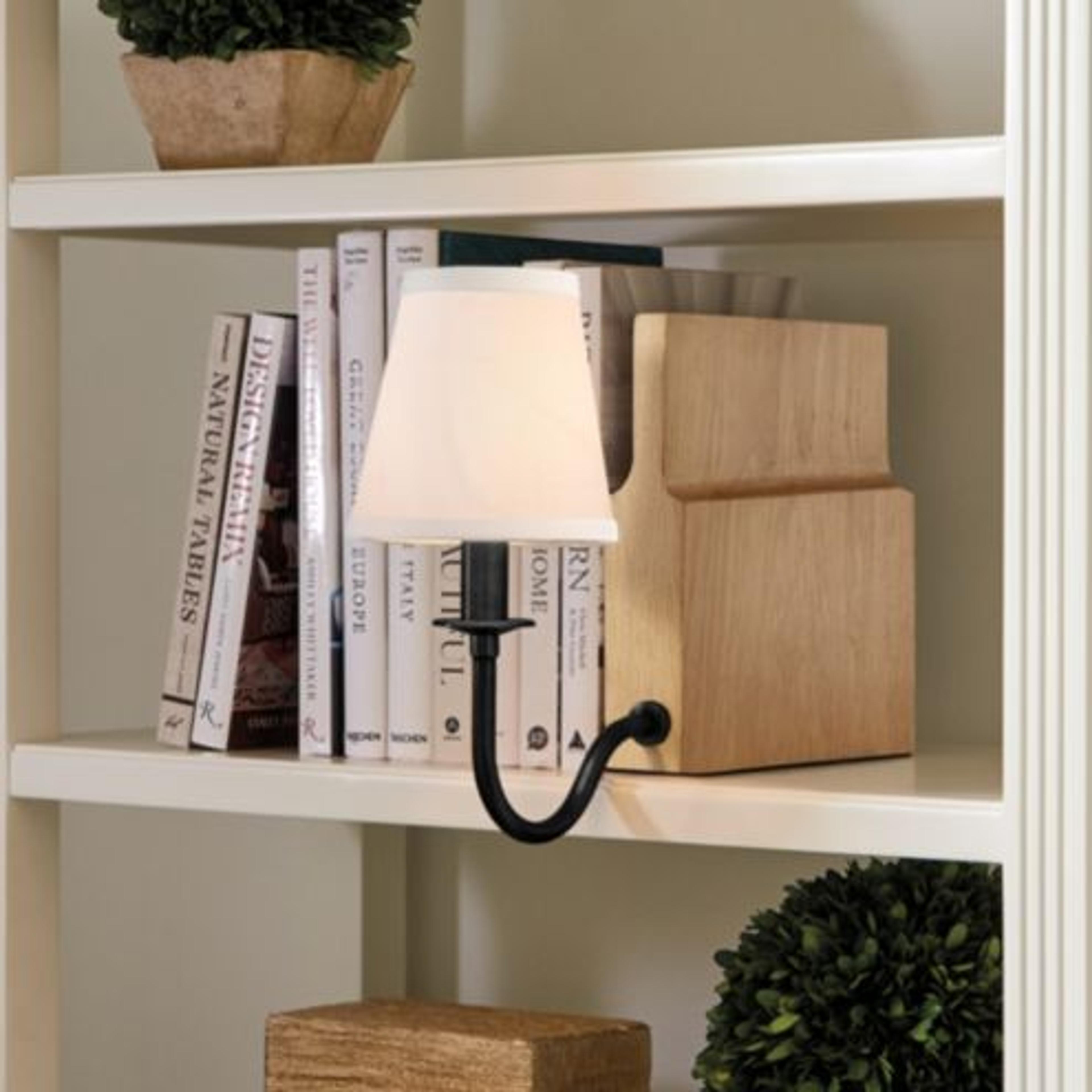 Ivy Bookshelf Transitional Lamp with Marble Base & Tall White Linen Shade