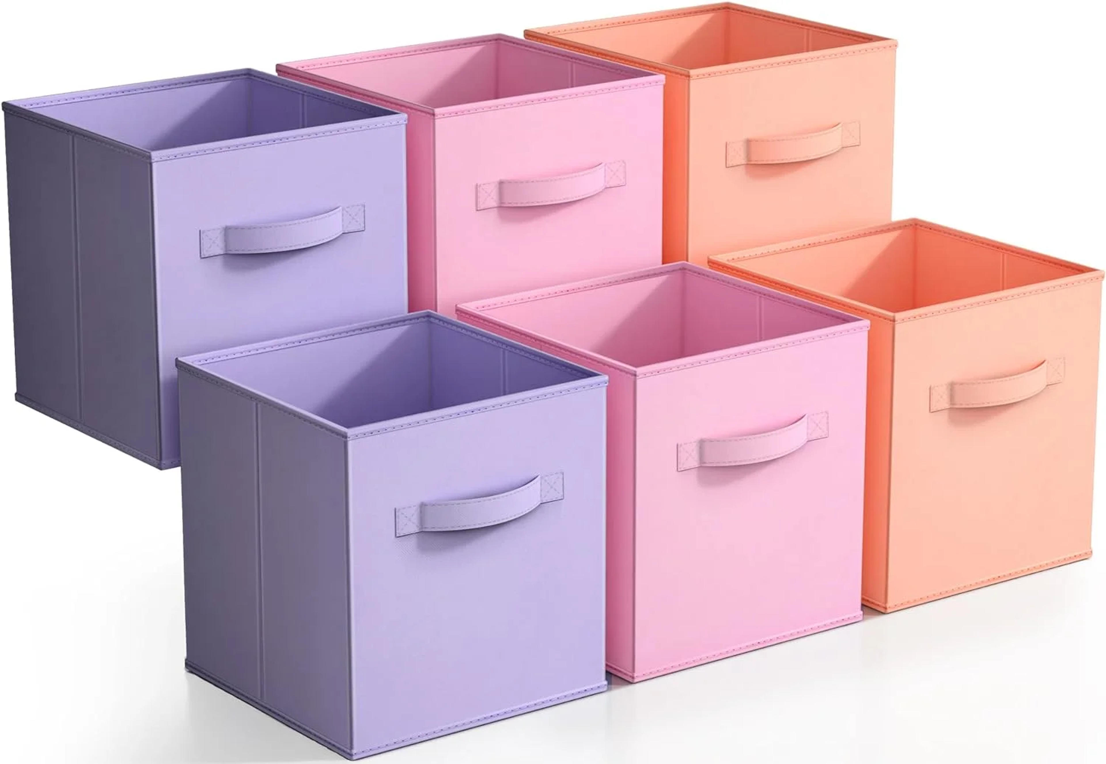 Sorbus 11" Storage Cube Bins (6-Pack) for Nursery, Playroom, Home Organization - Pink, Orange, Purple - Walmart.com