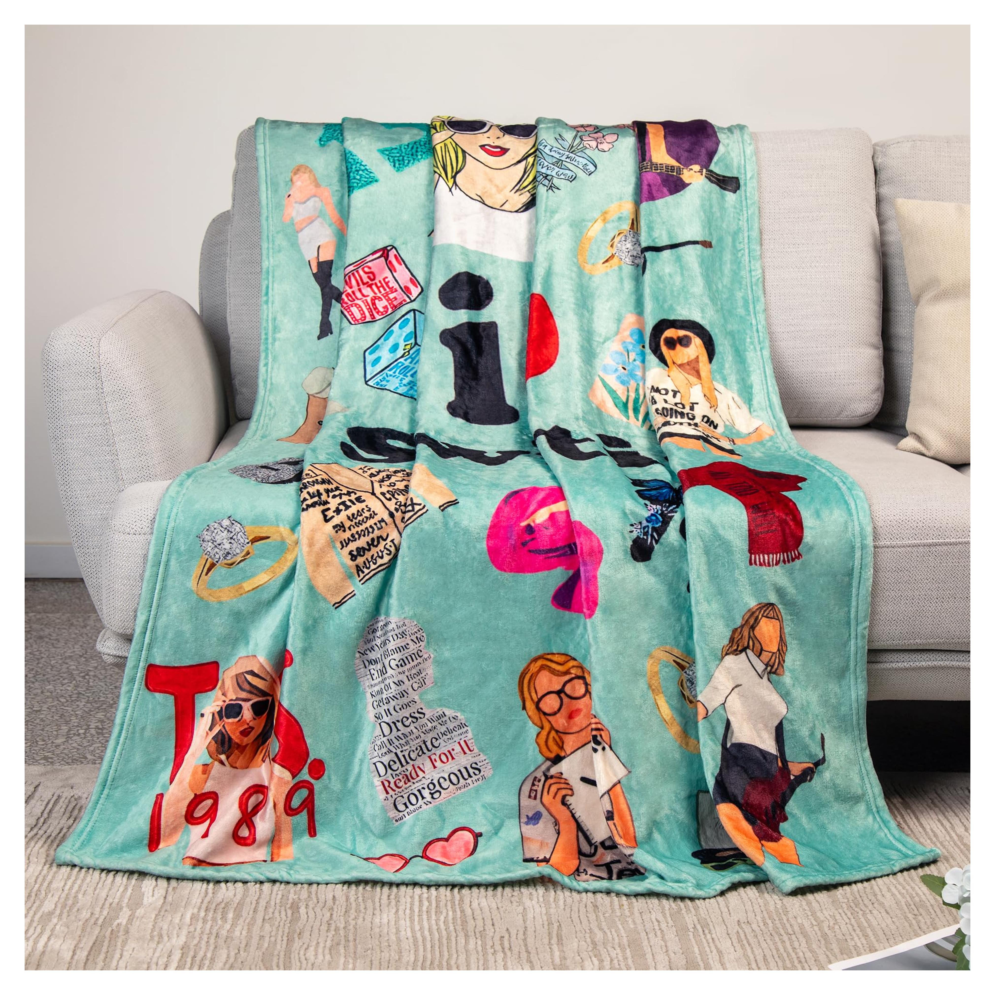 Artlunar Singer Inspired Throw Fleece Blanket Gifts for Music Lovers Women Girls, Cozy Travel Blanket Perfect for Sofa Bed (Mint Green-6045, 50"x40")