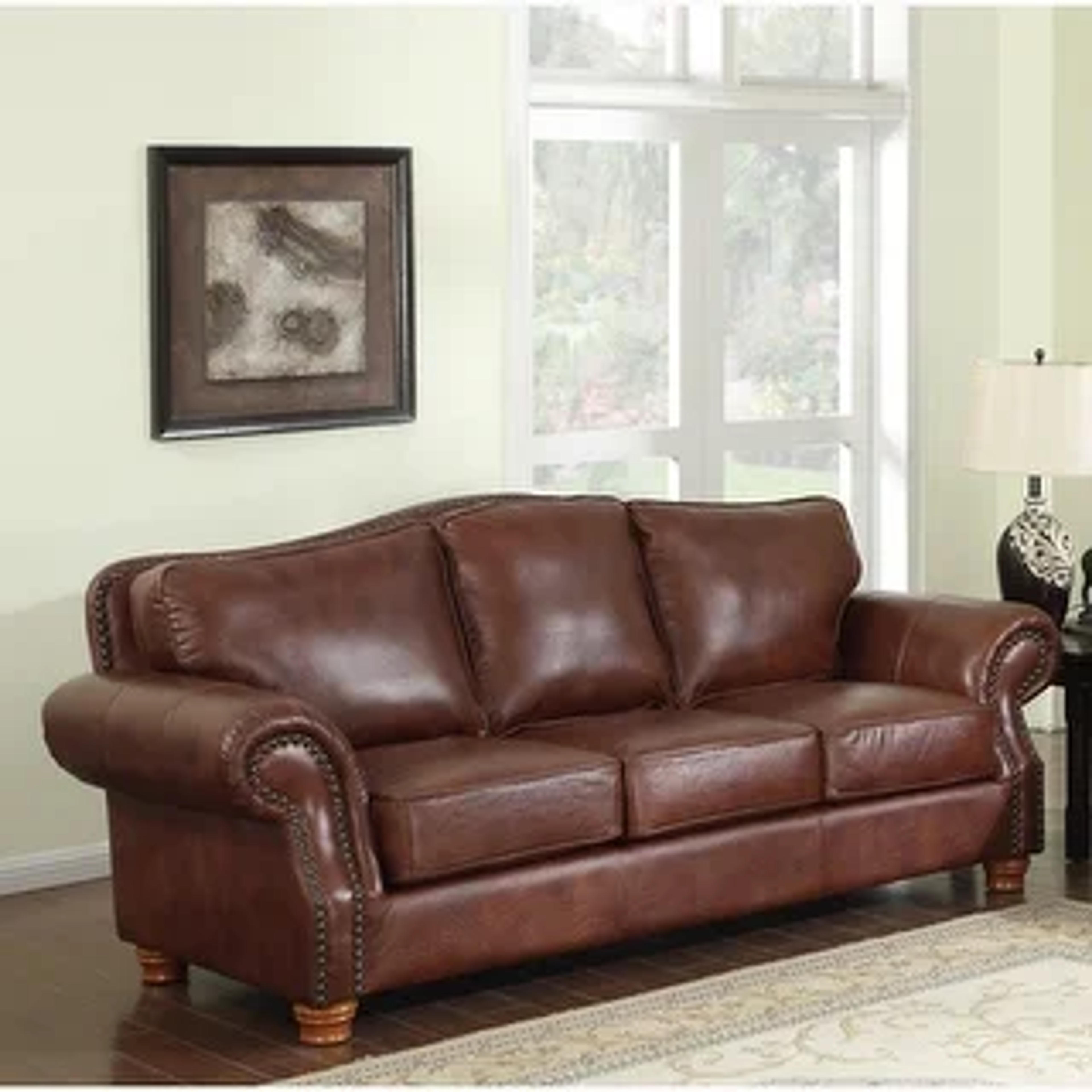 Brandon Distressed Whiskey Brown Top Grain Leather Sofa - Overstock - 18045690