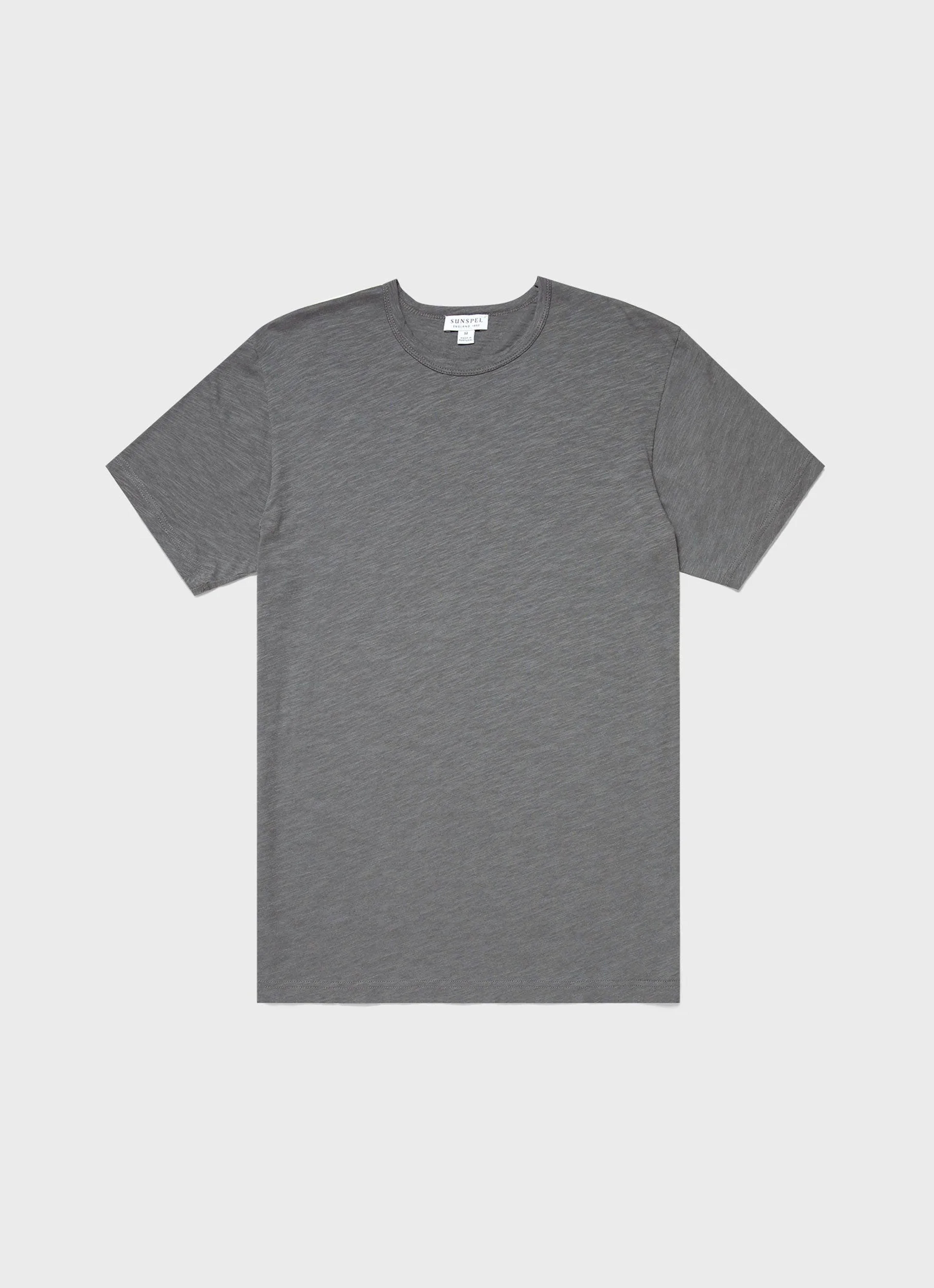 Men's Cotton Linen T-Shirt in Lead | Sunspel