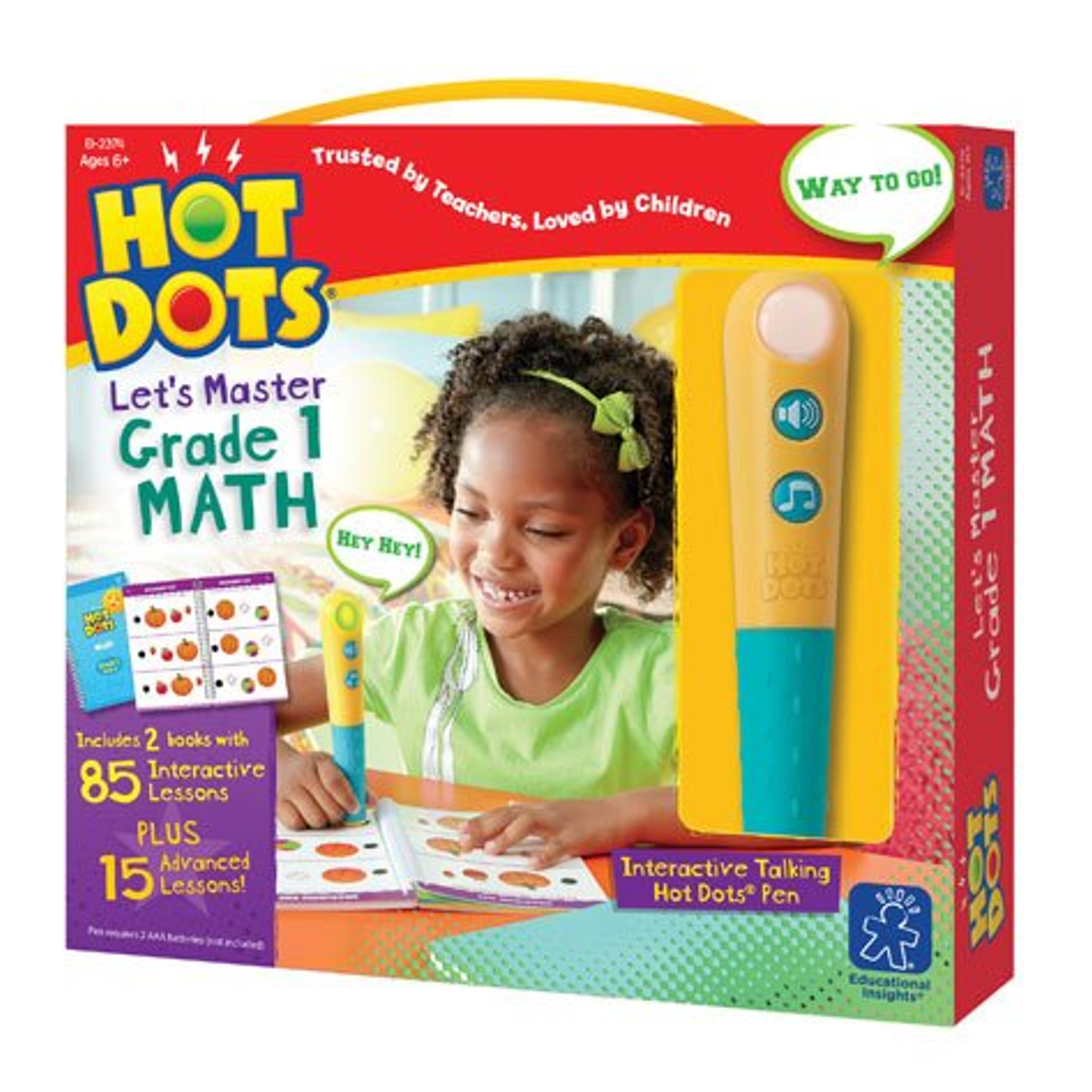 Educational Insights Hot Dots Let's Master 1st Grade Math Set, Homeschool & School Math Workbooks, 2 Books & Interactive Pen, 100 Math Lessons, Ages 6+
