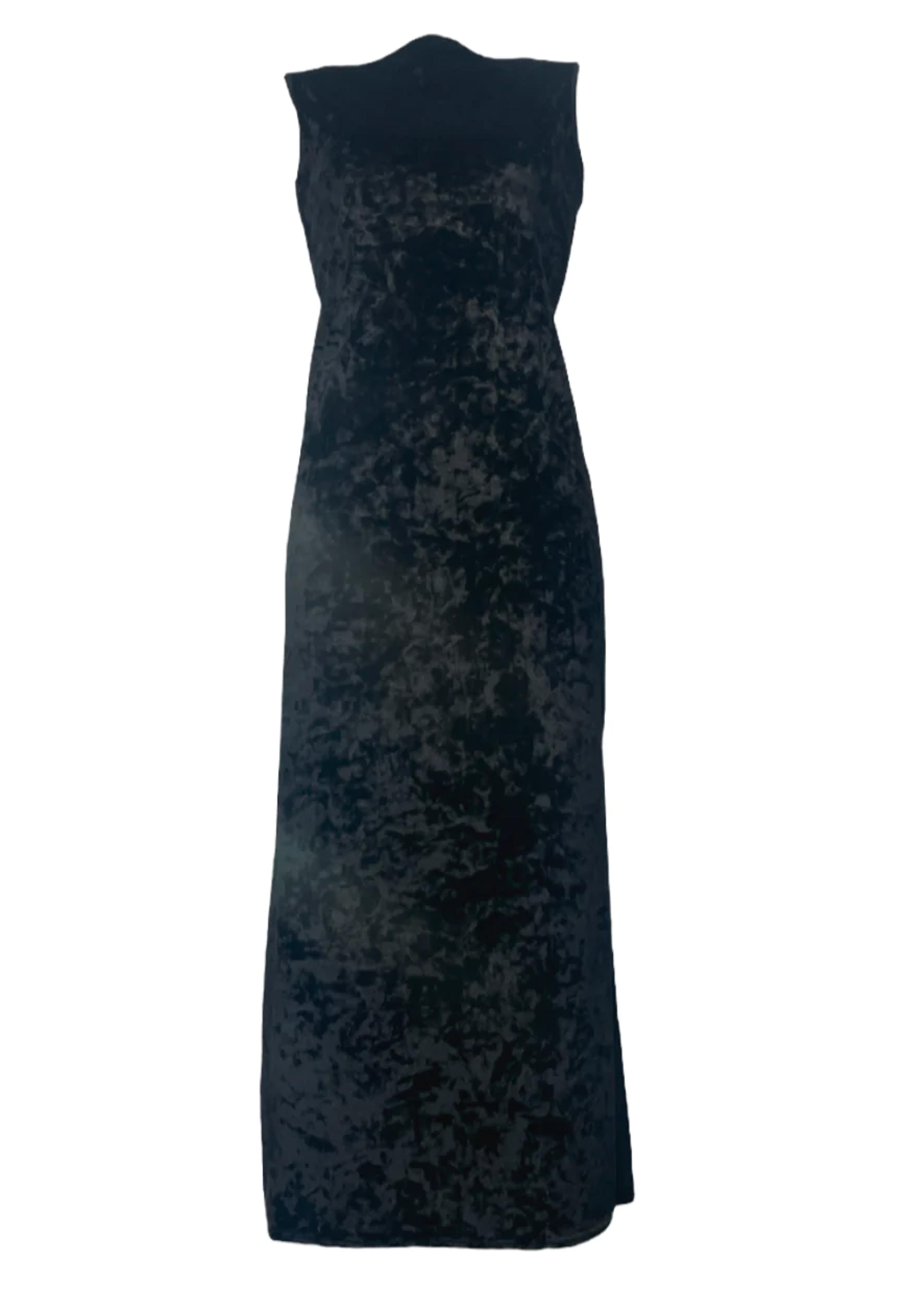 BLACK VELVET SPLIT MAXI DRESS