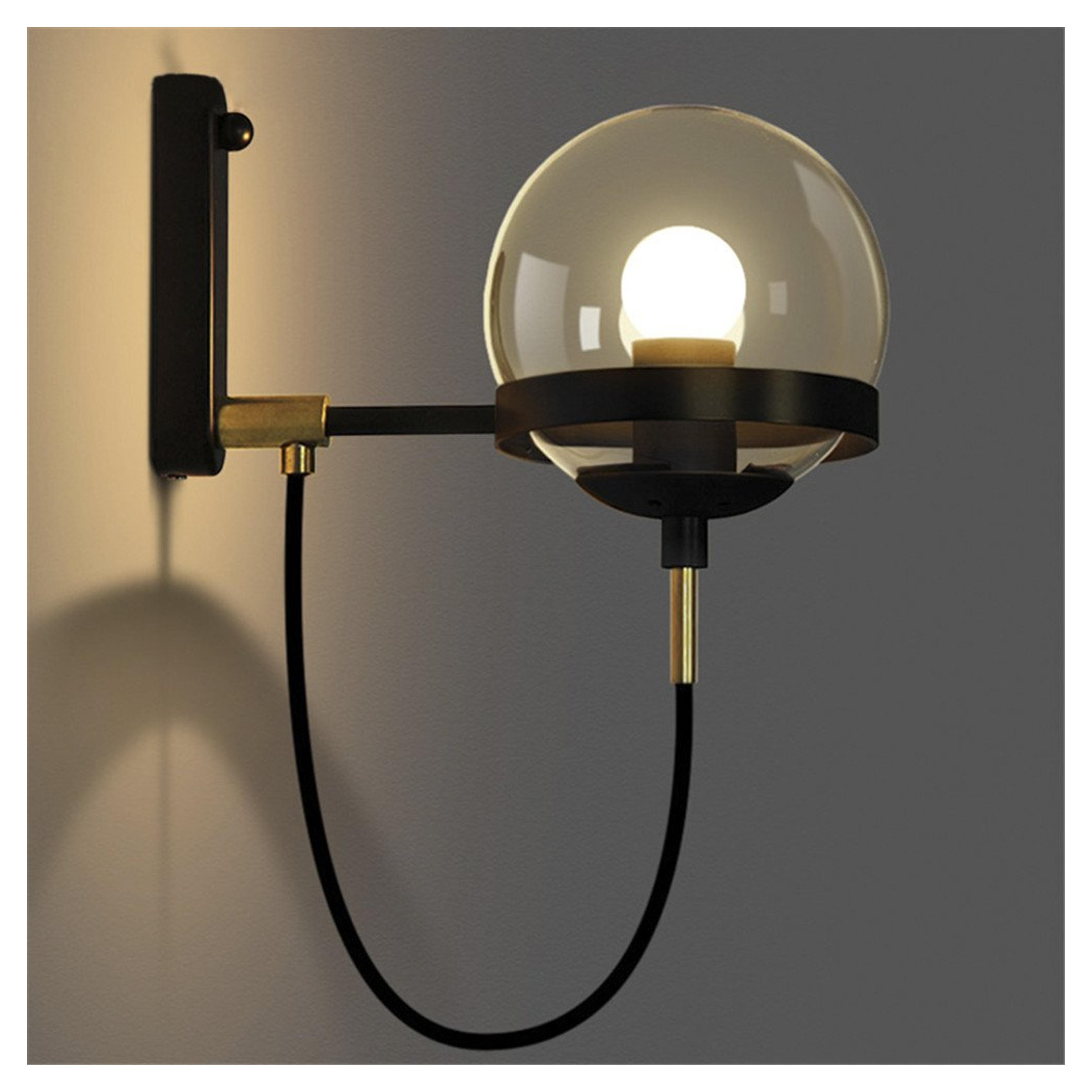 BAYCHEER HL428601 Industrial Vintage style 5.9" Wide Single Light wall sconces Wall Light Lamp with glass Globe shade use 1 E26 Bulb in Black