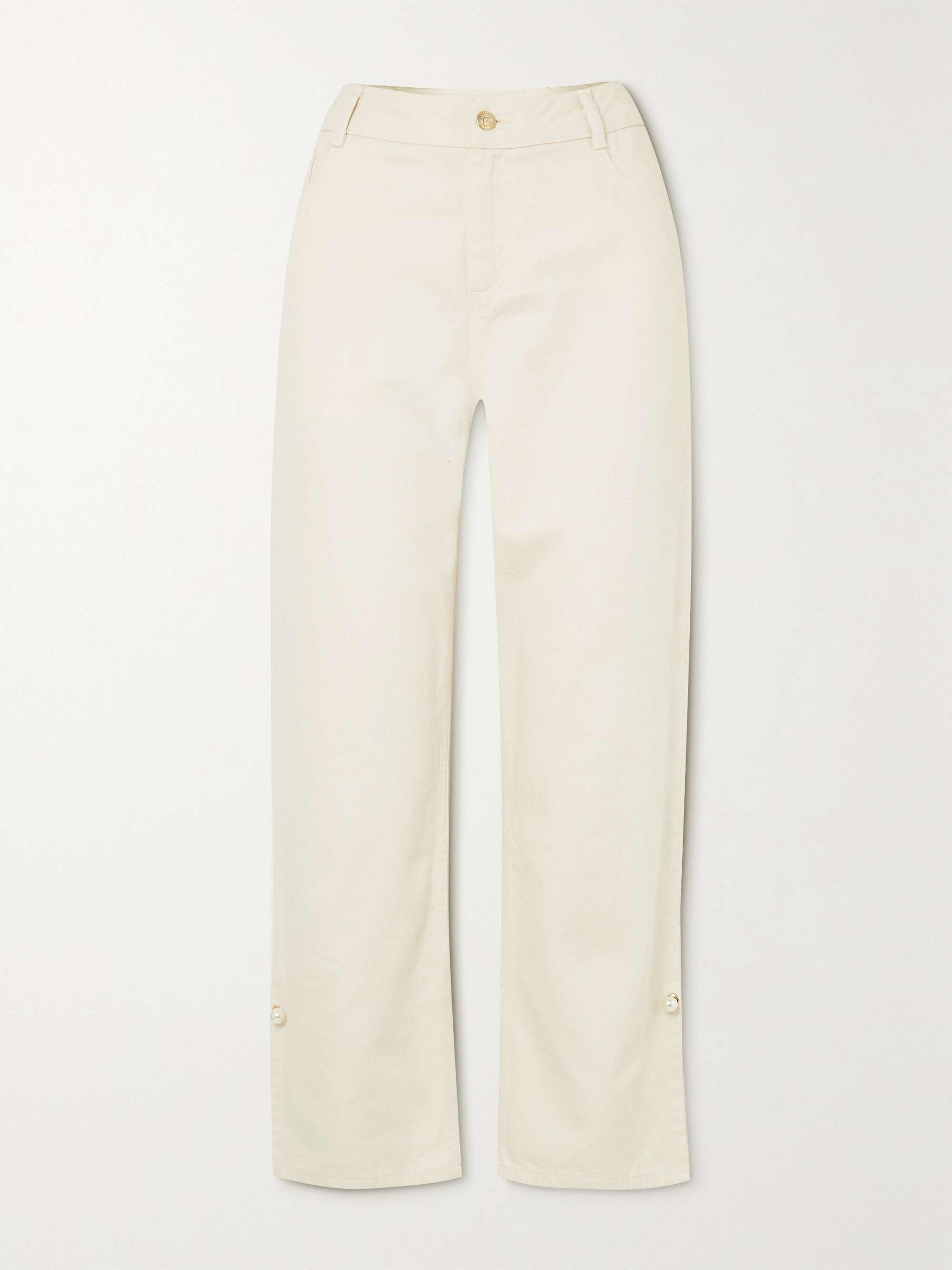 MOTHER OF PEARL + NET SUSTAIN Rita faux pearl-embellished organic jeans