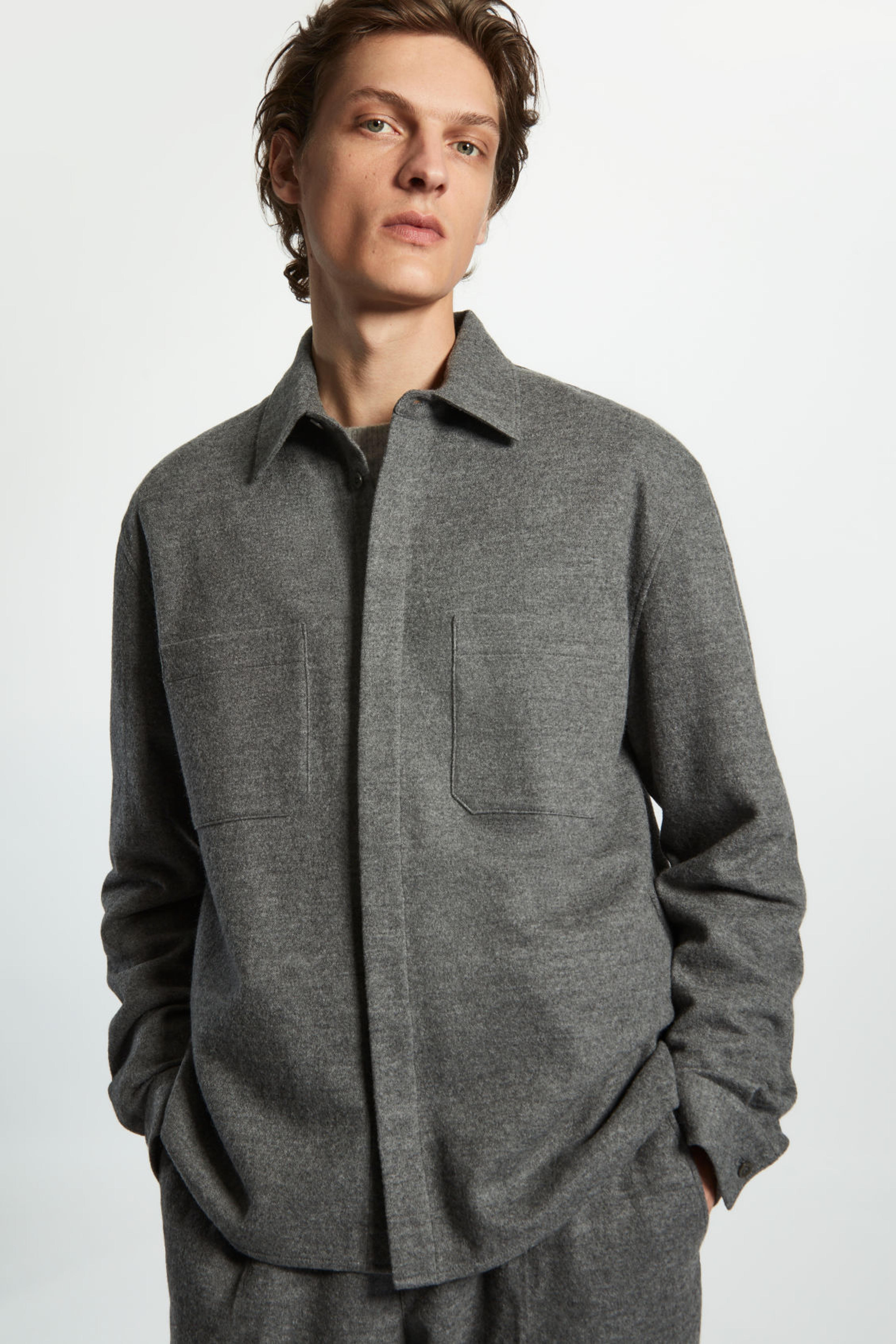 REGULAR-FIT WOOL OVERSHIRT - DARK GRAY - Shirts - COS