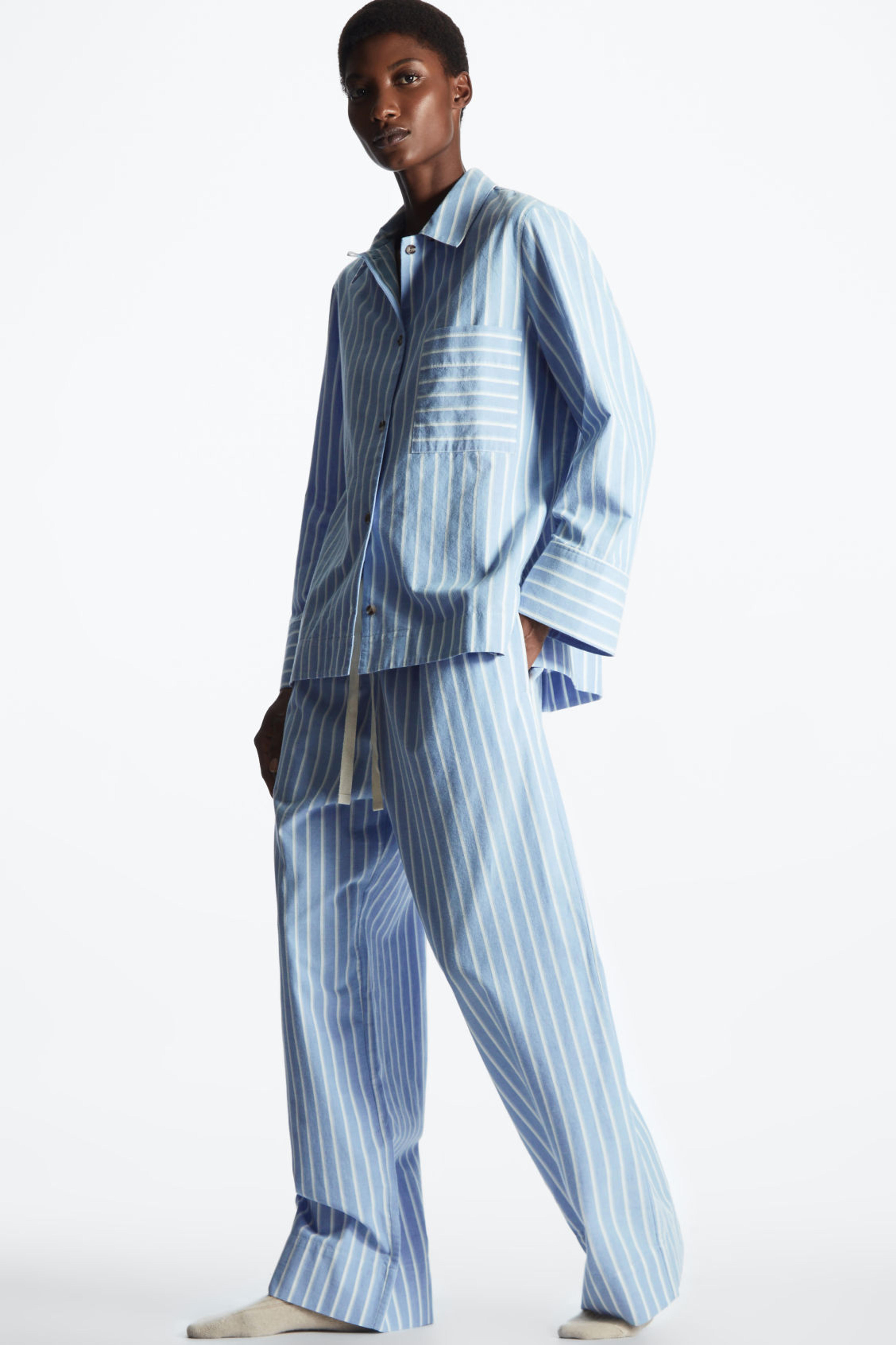 STRIPED COTTON PAJAMA SET - BLUE / STRIPED - Loungewear - COS