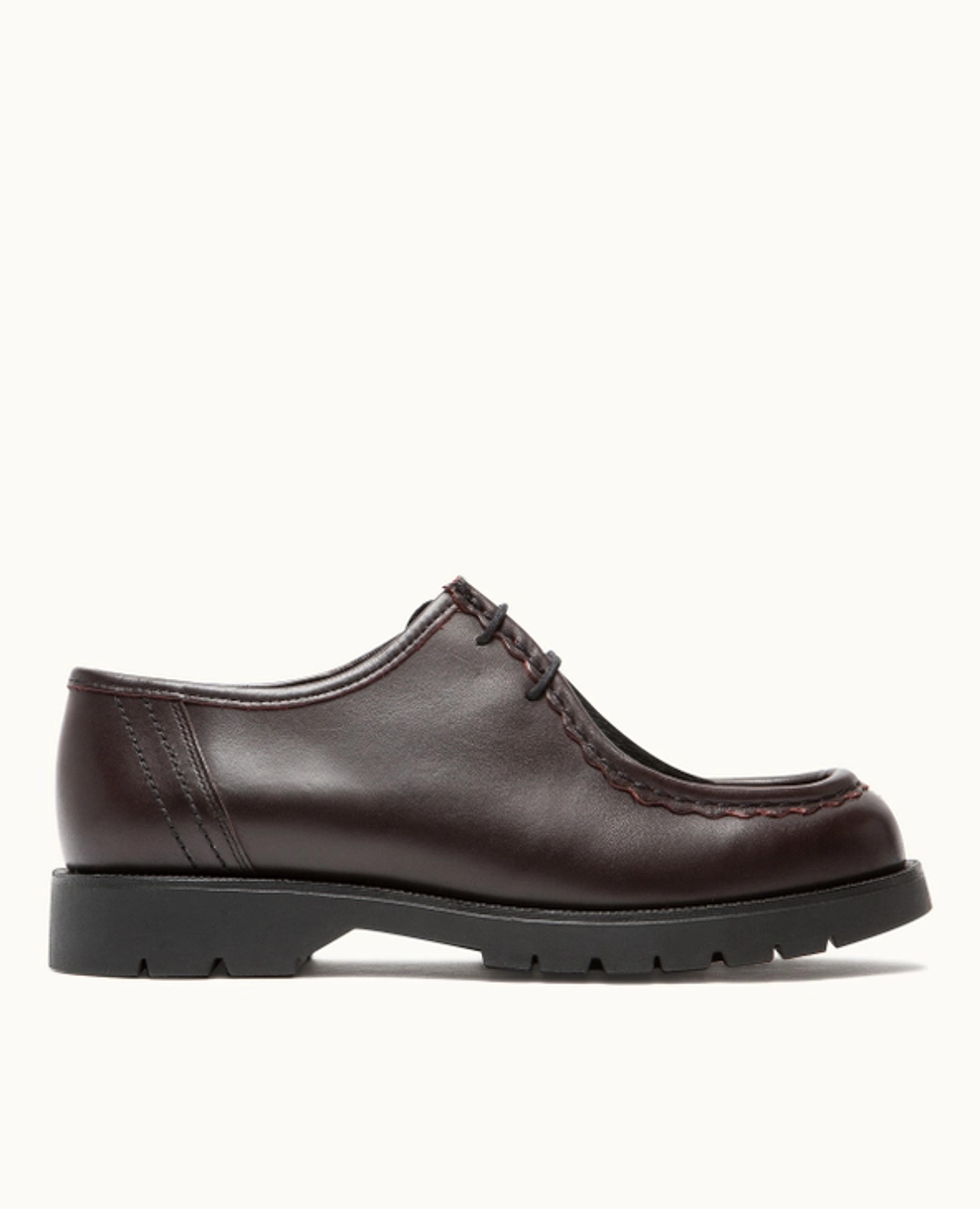 Leather Chunky Derby Shoes | PADRINI Burgundy