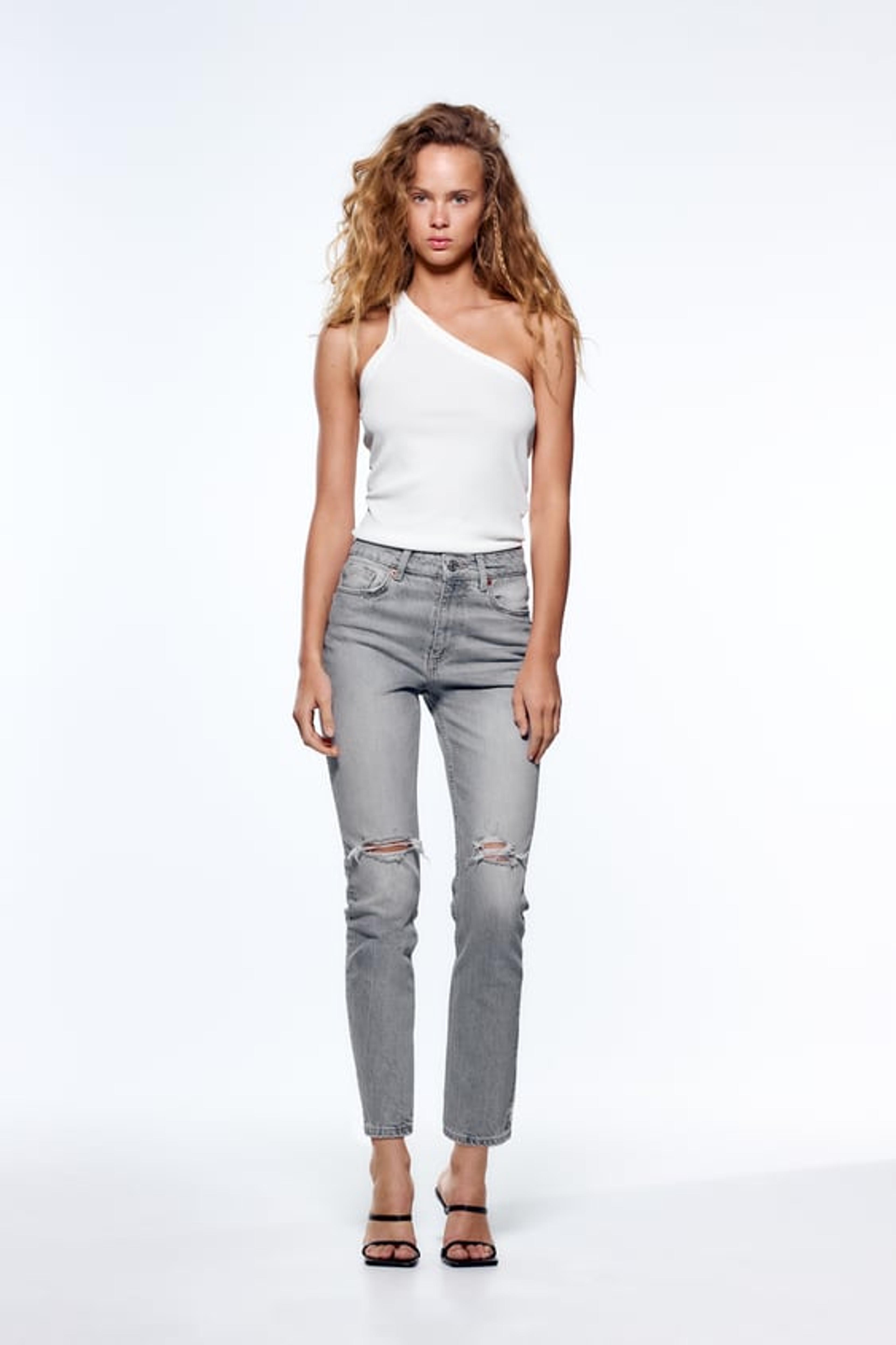 RIPPED SLIM JEANS - Gray | ZARA Canada