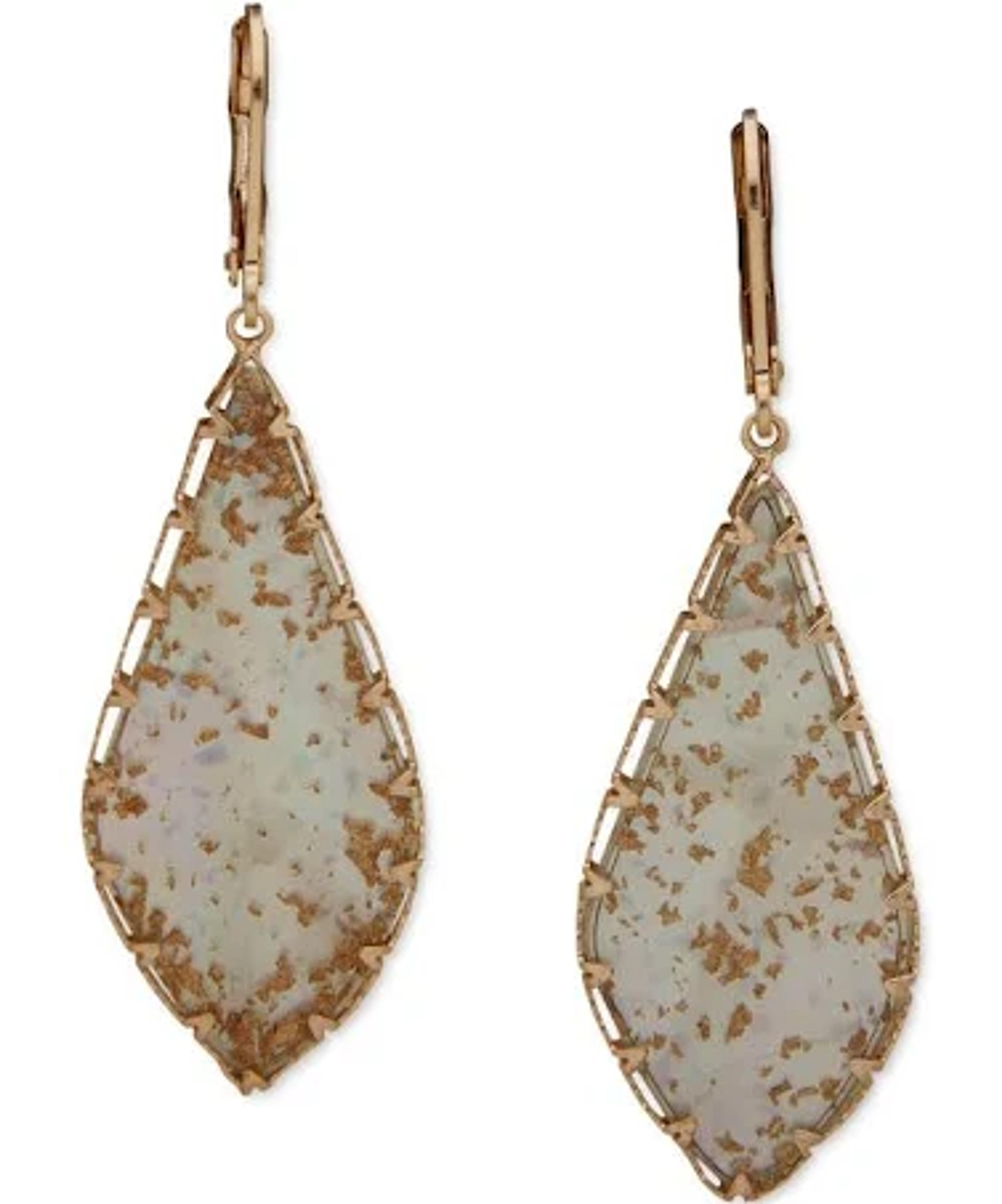 Lonna & Lilly Gold Tone Green Flat Stone Drop Earrings