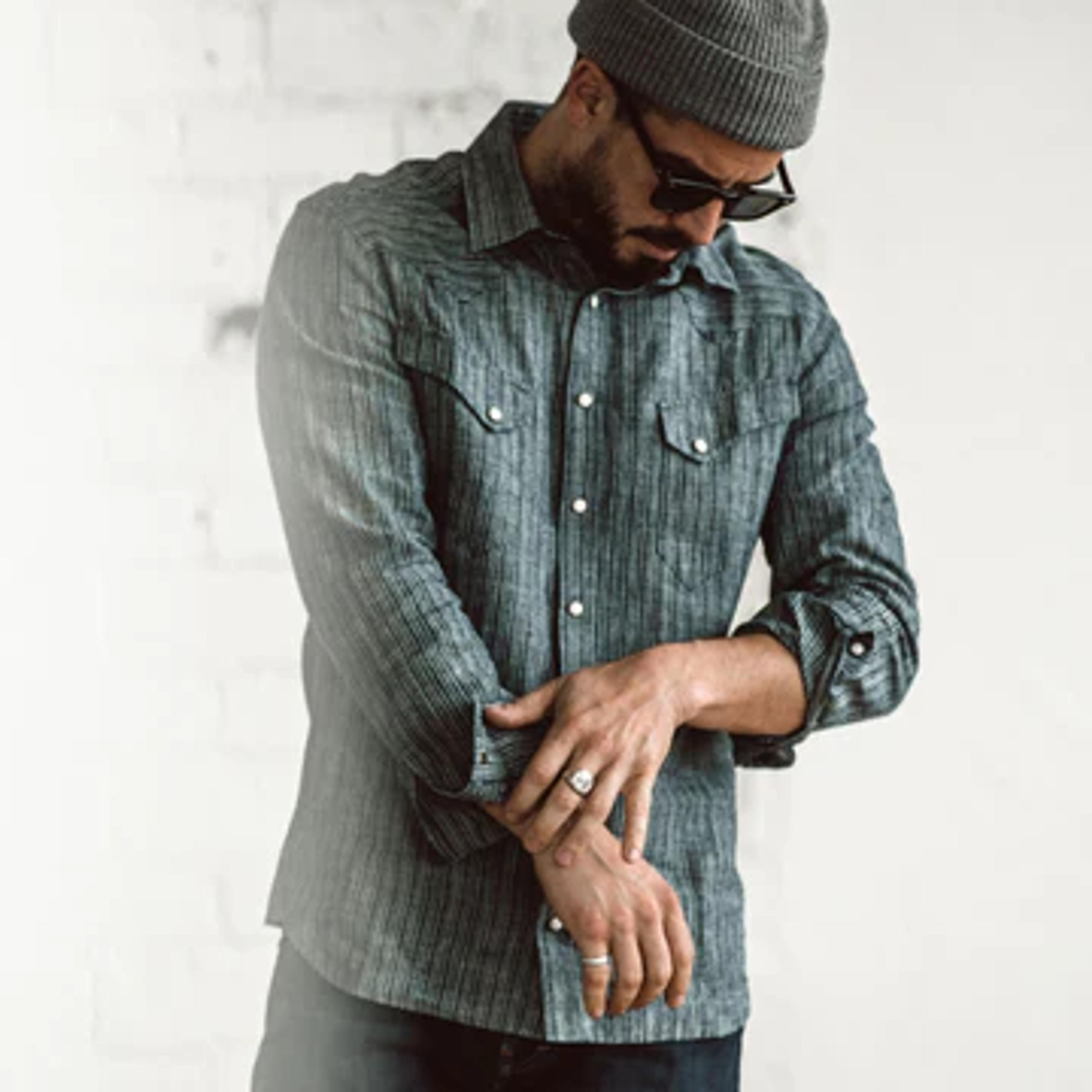 The Western Shirt in Hemp Stripe Chambray | Men's Shirts