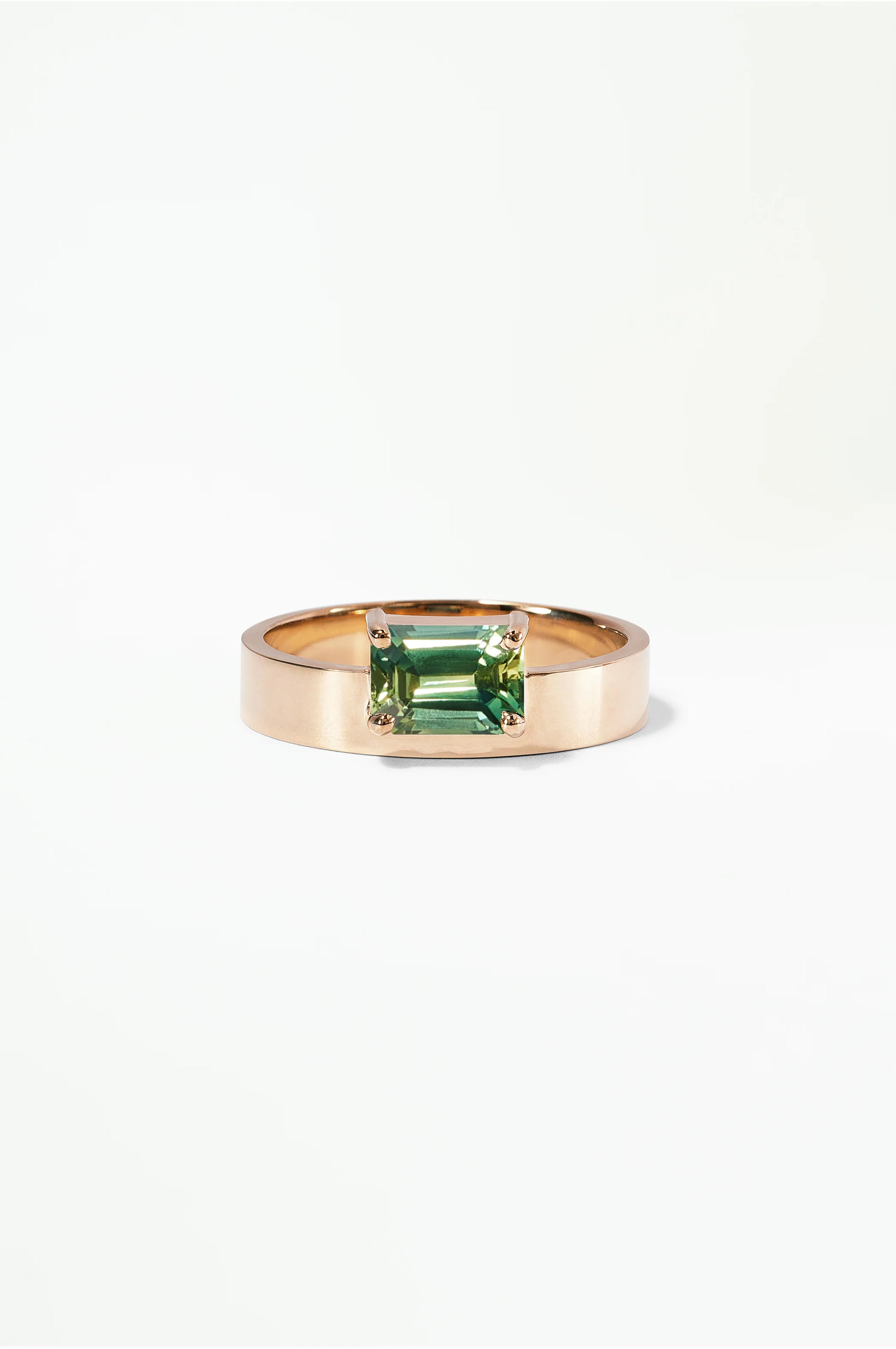 Large Horizontal Emerald Cut Sapphire Monolith Ring