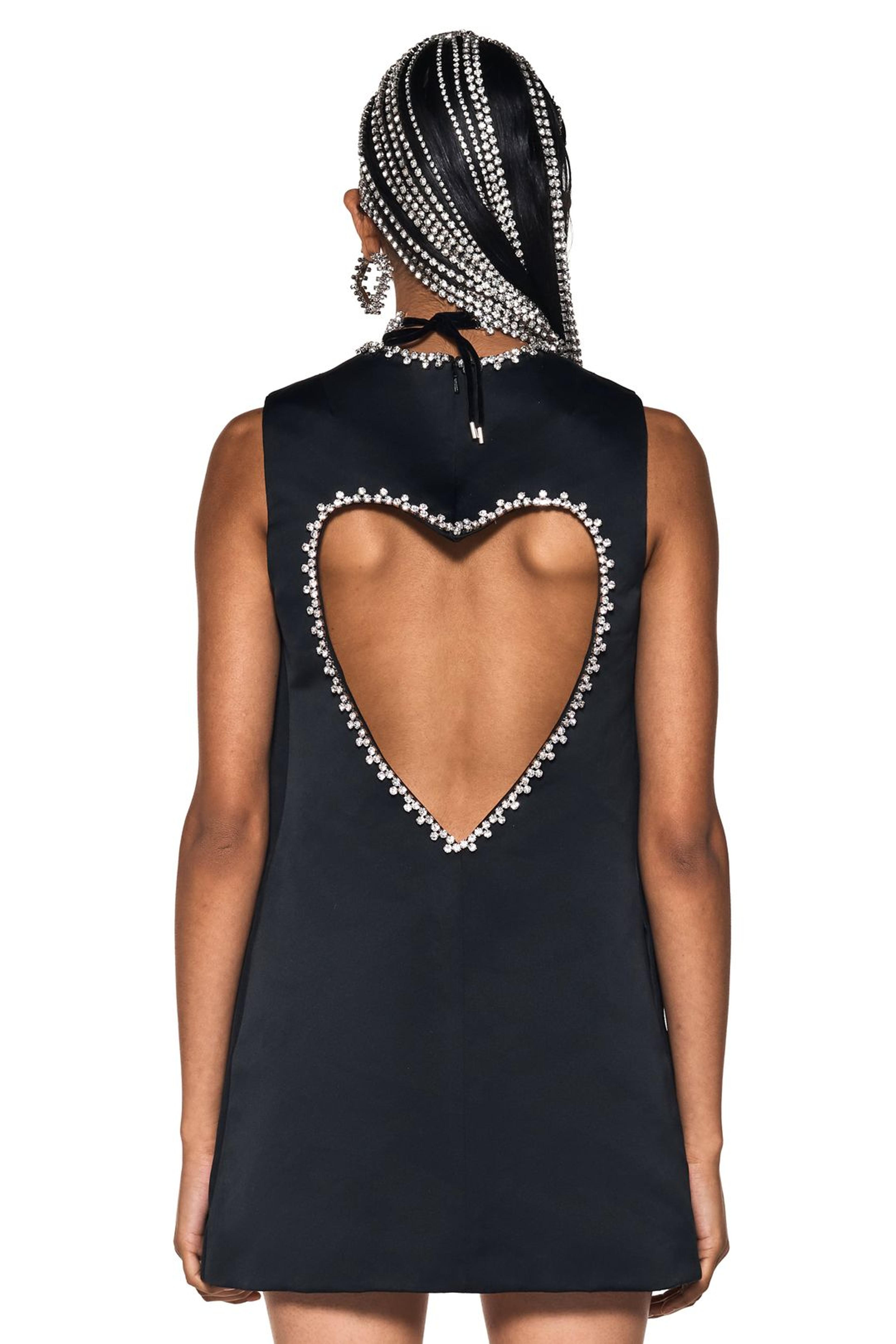Crystal Heart Open Back Mini Dress on ShopperBoard