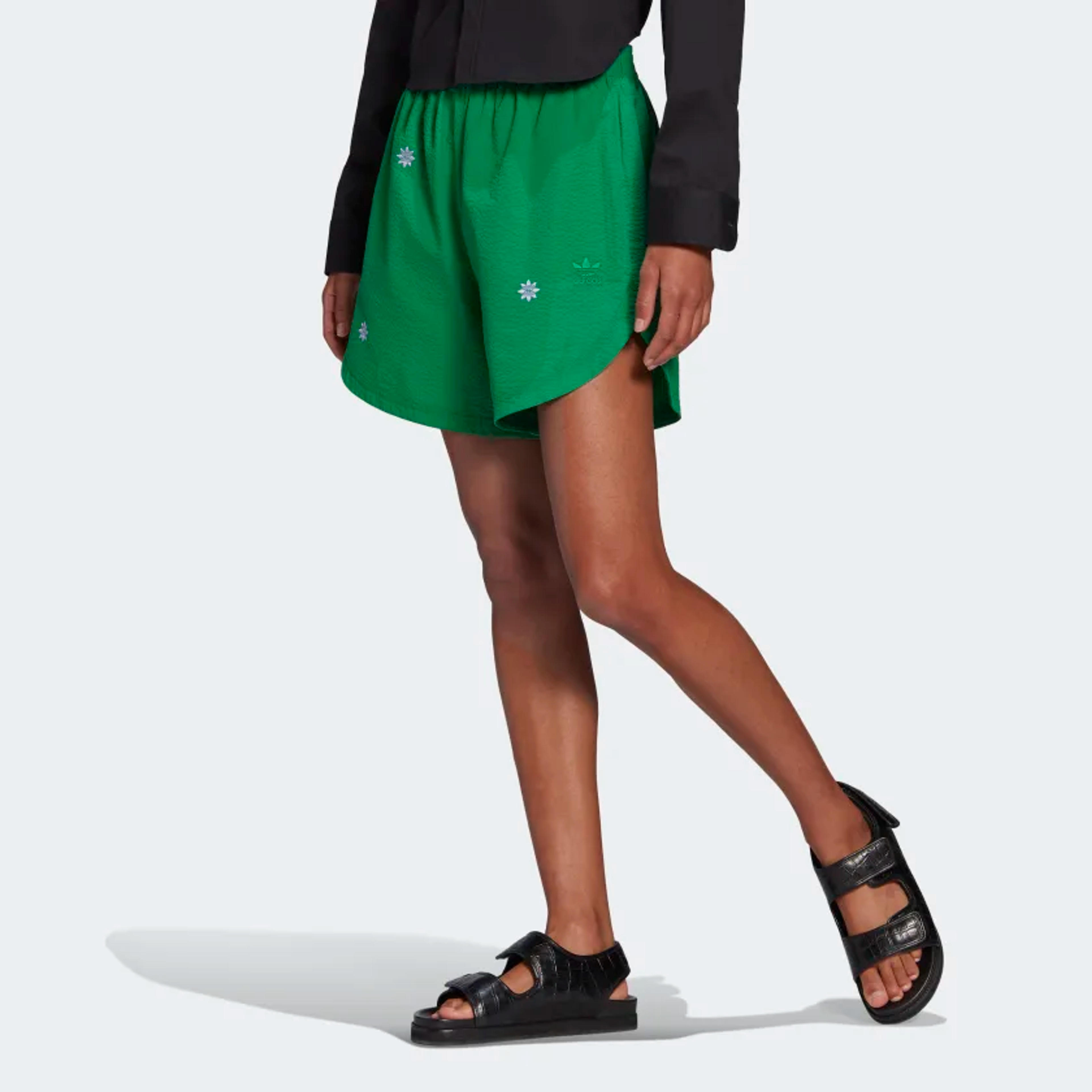 adidas Embroidered Loose Shorts - Green | women lifestyle | adidas US