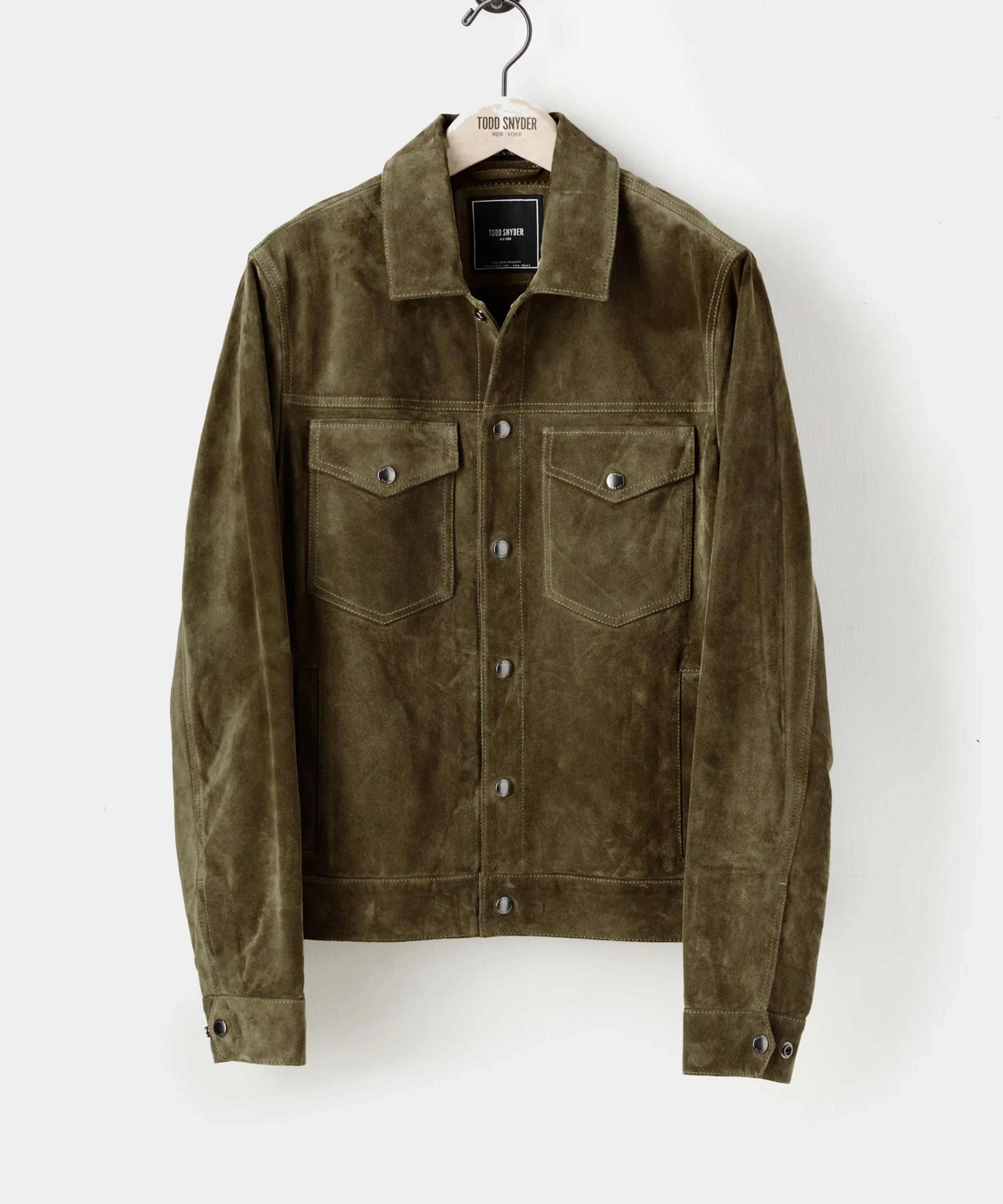 Men's Green Suede Button Jacket | Todd Snyder