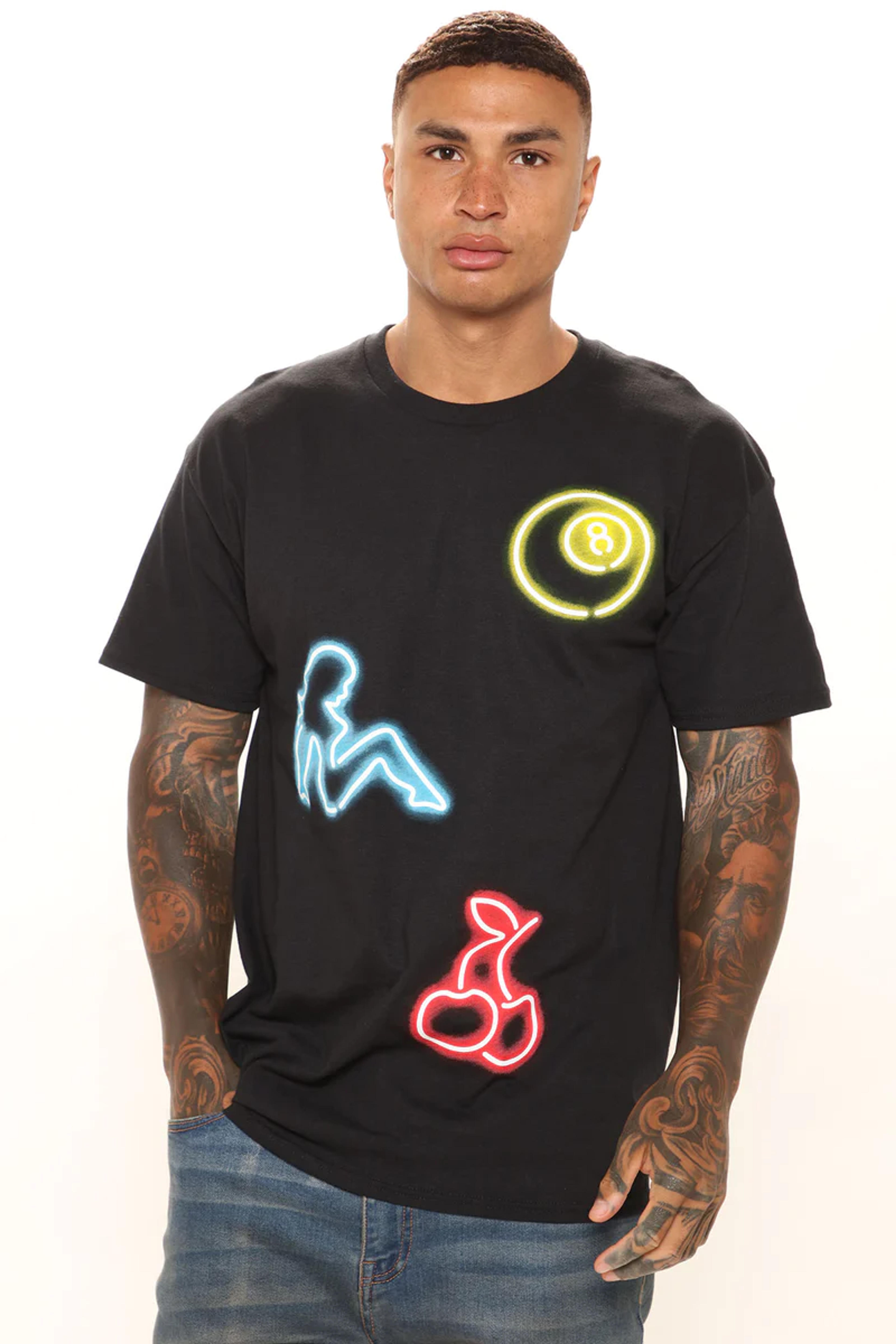 Neon Pleasure Short Sleeve Tee - Black | Fashion Nova, Mens Graphic Tees | Fashion Nova