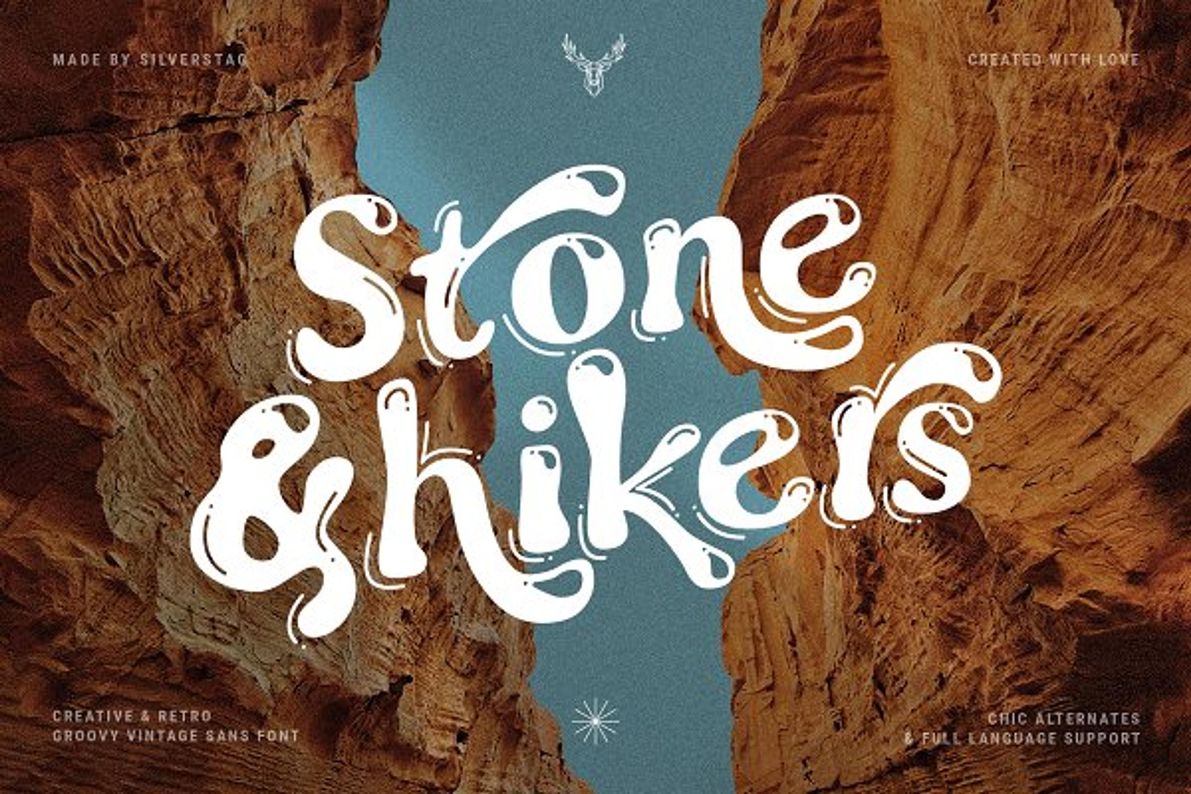 Stone & hikers - Groovy Retro Font | Display Fonts ~ Creative Market