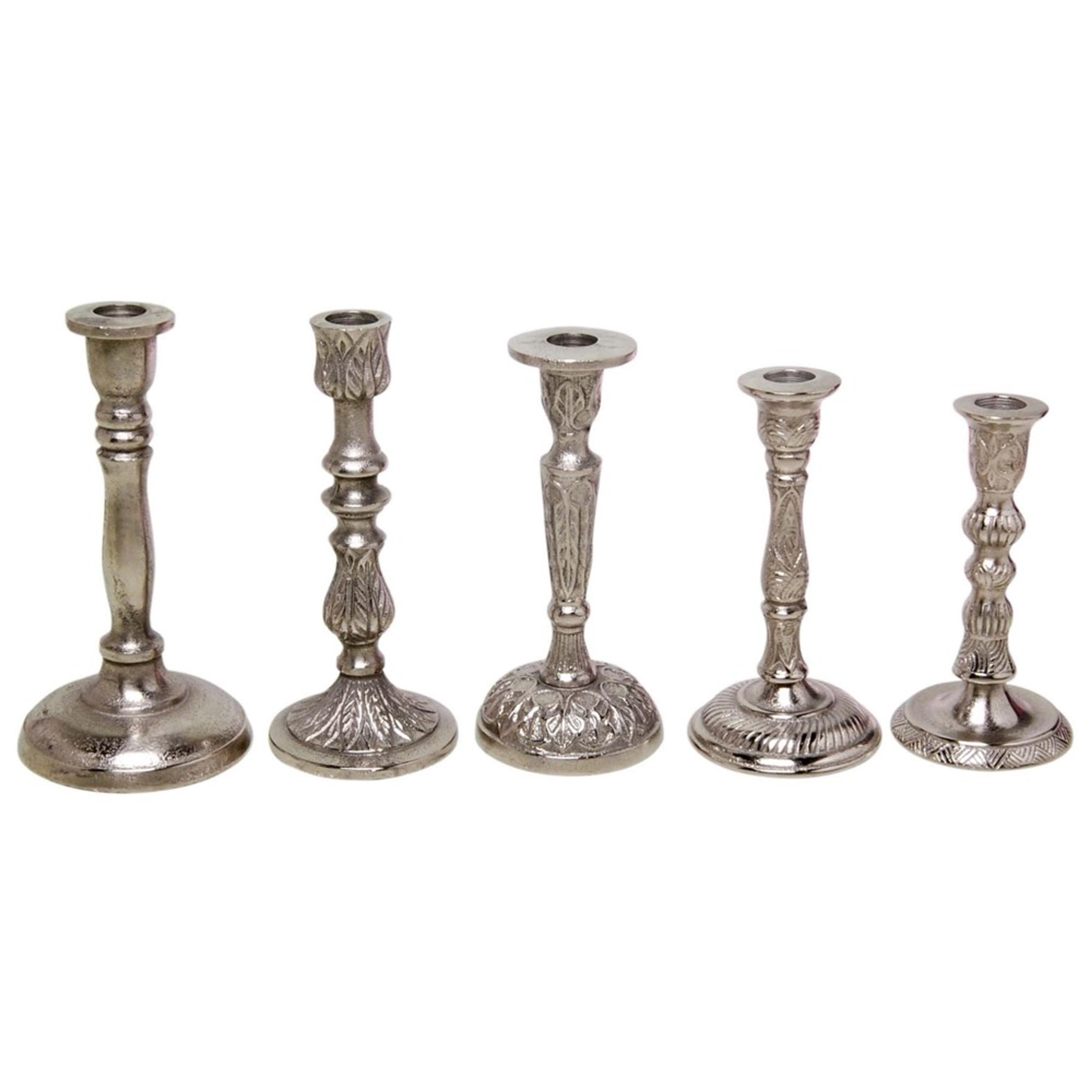 Raw Aluminum Candlesticks Set of 5 by BIDKhome