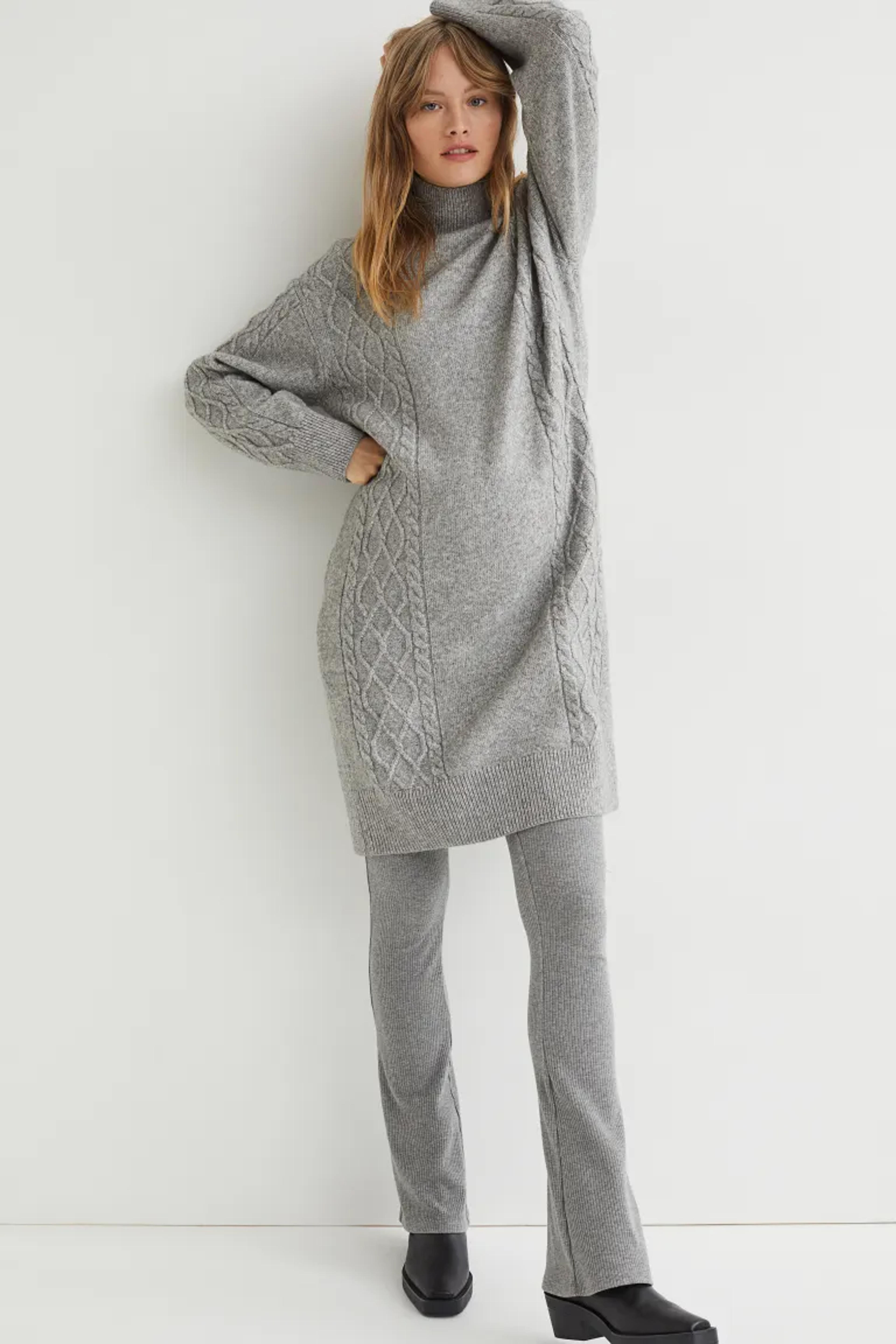 MAMA Cable-knit Dress - Gray melange - Ladies | H&M US