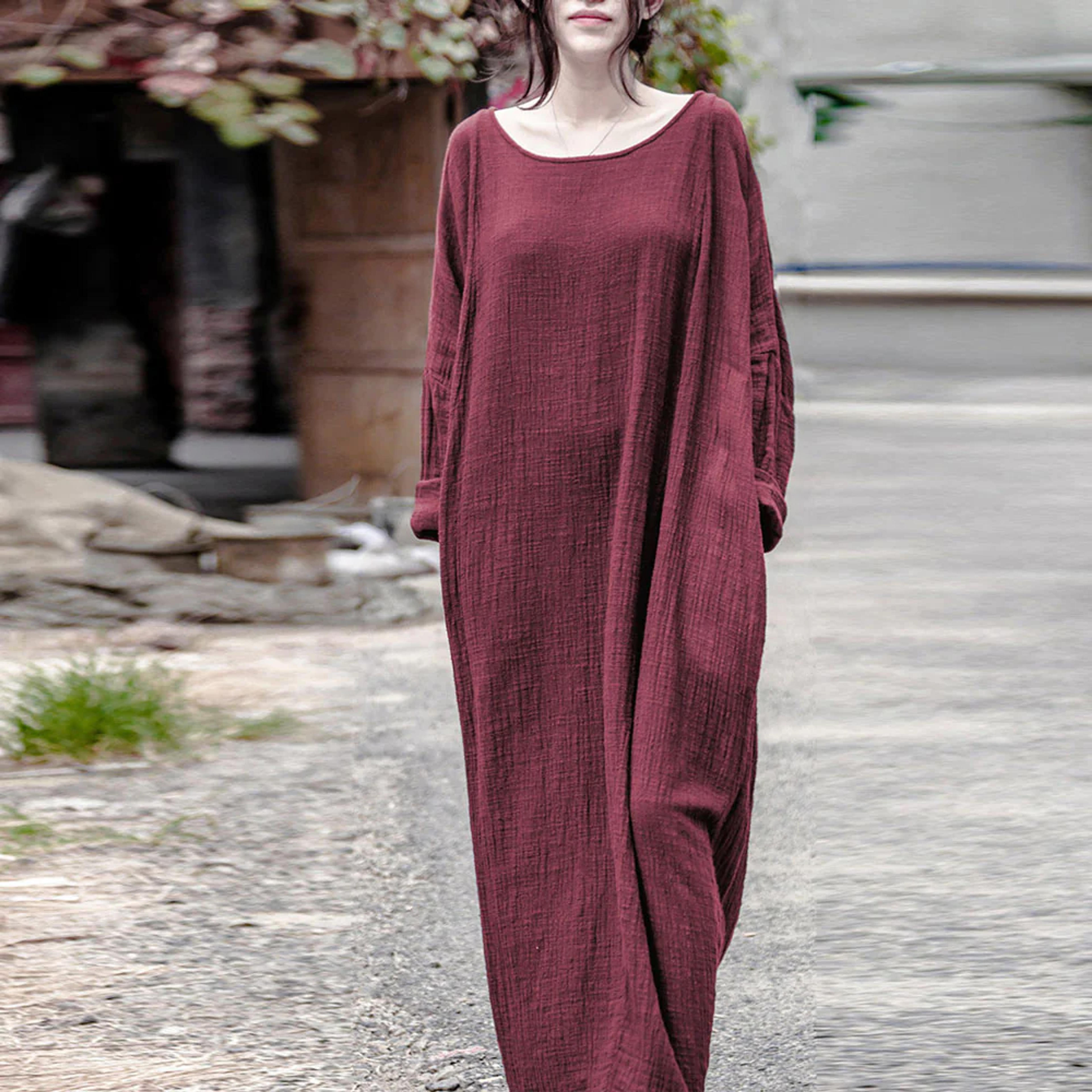 women's summer maroon cotton oversized summer maroon – Thebesttailor