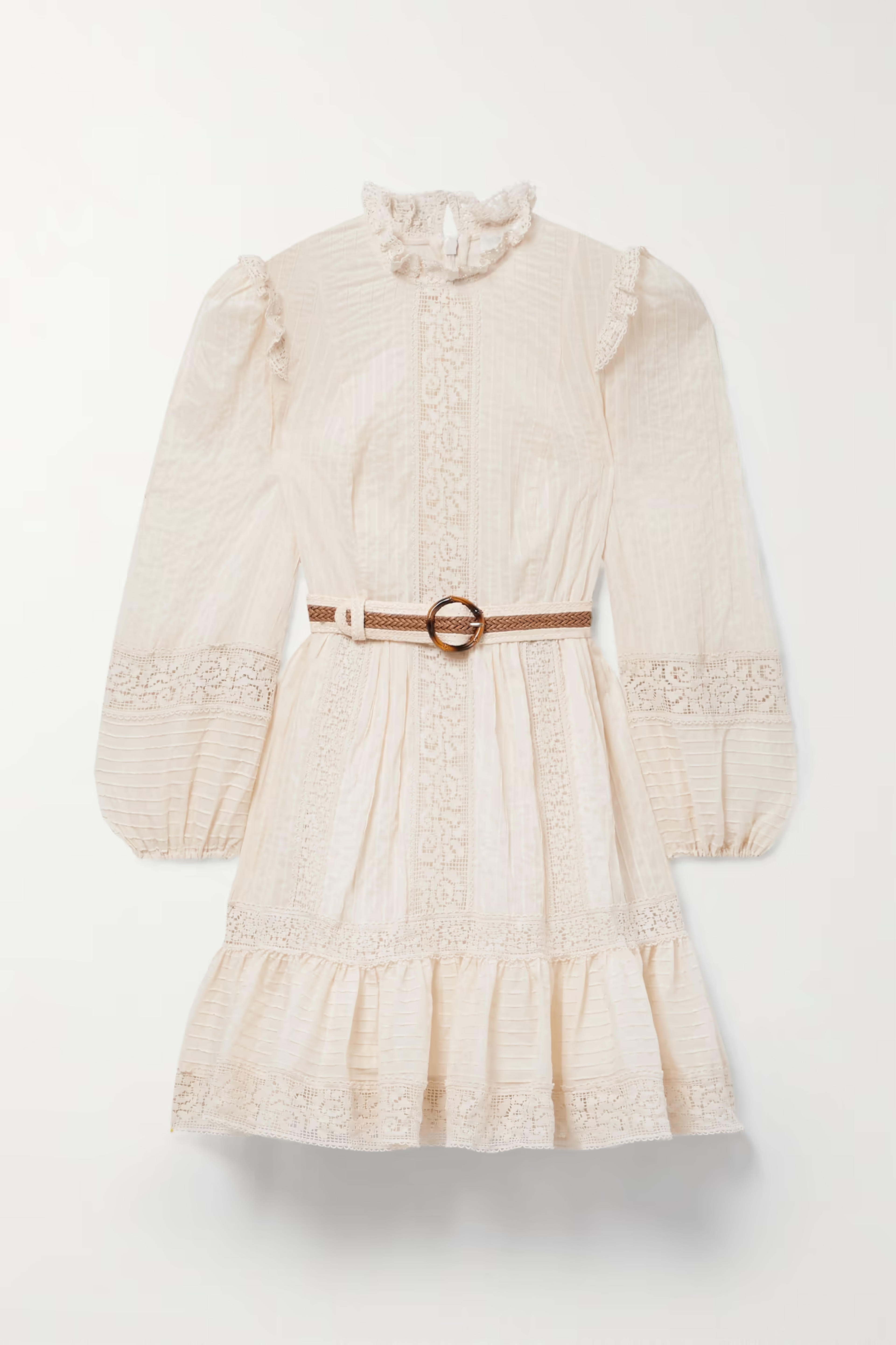 ZIMMERMANN - Tropicana belted crochet-trimmed cotton-voile mini dress
