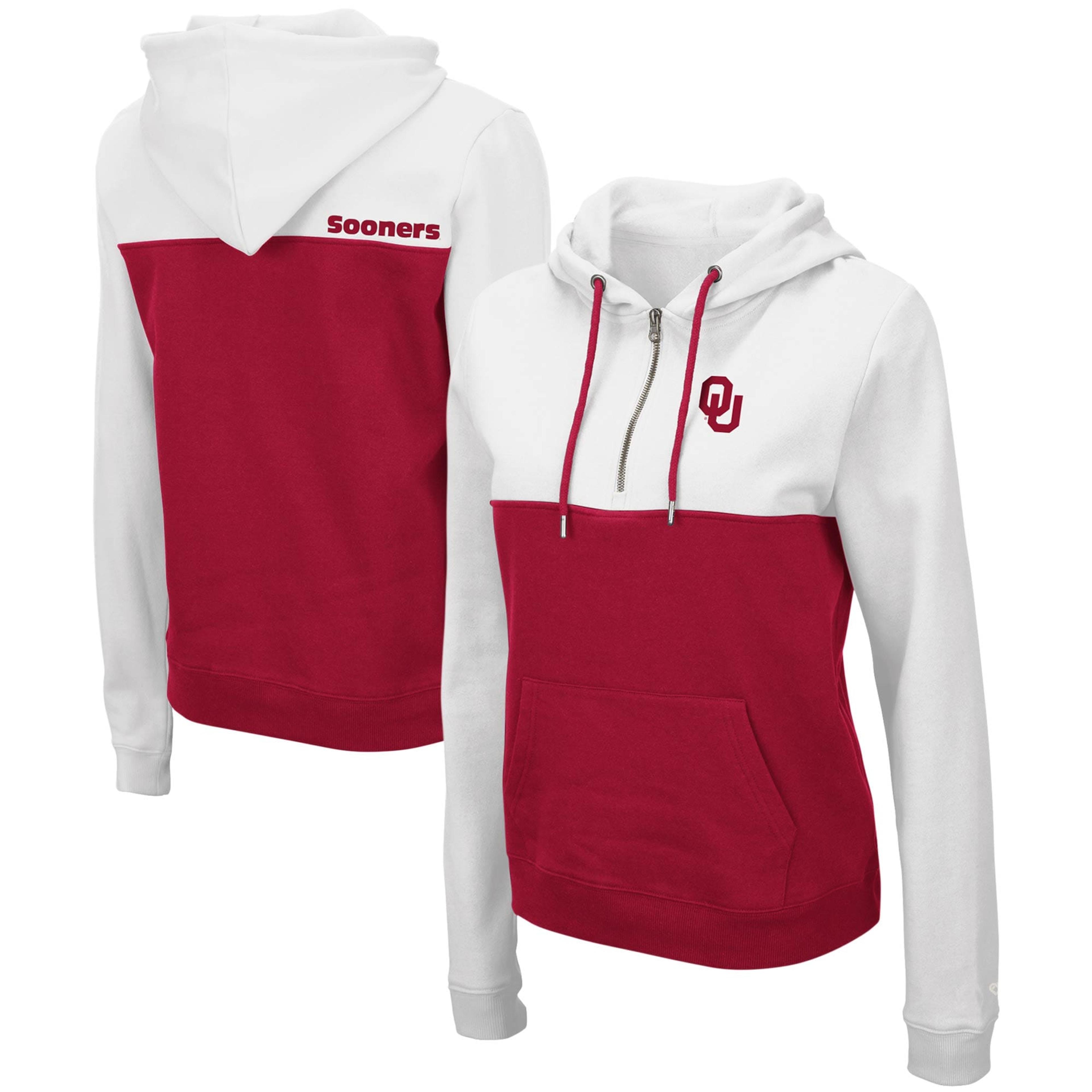 Oklahoma Sooners Colosseum Women's Aidan Half-Zip Hoodie - White/Red