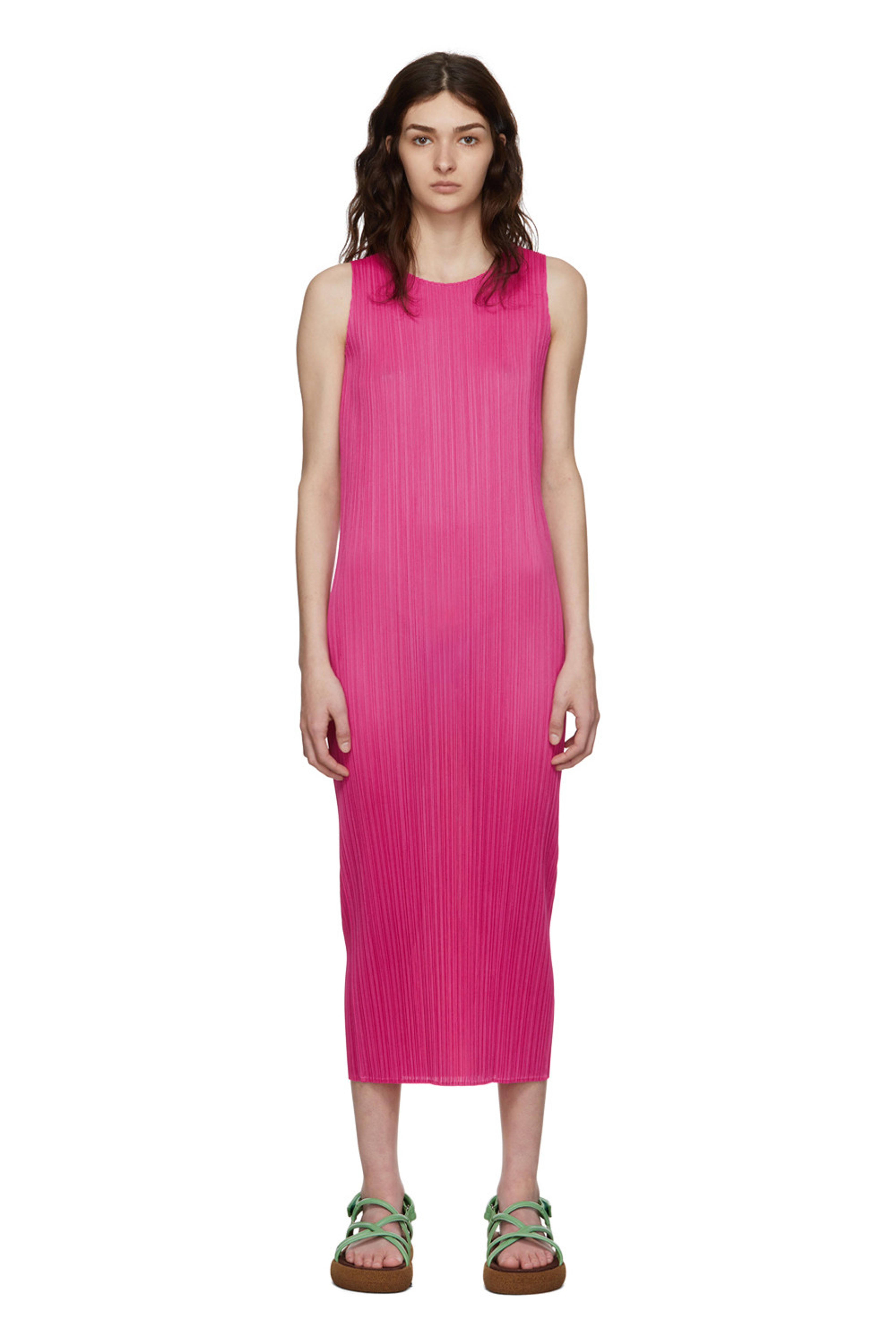 Pink Monthly Colors April Midi Dress by Pleats Please Issey Miyake on Sale