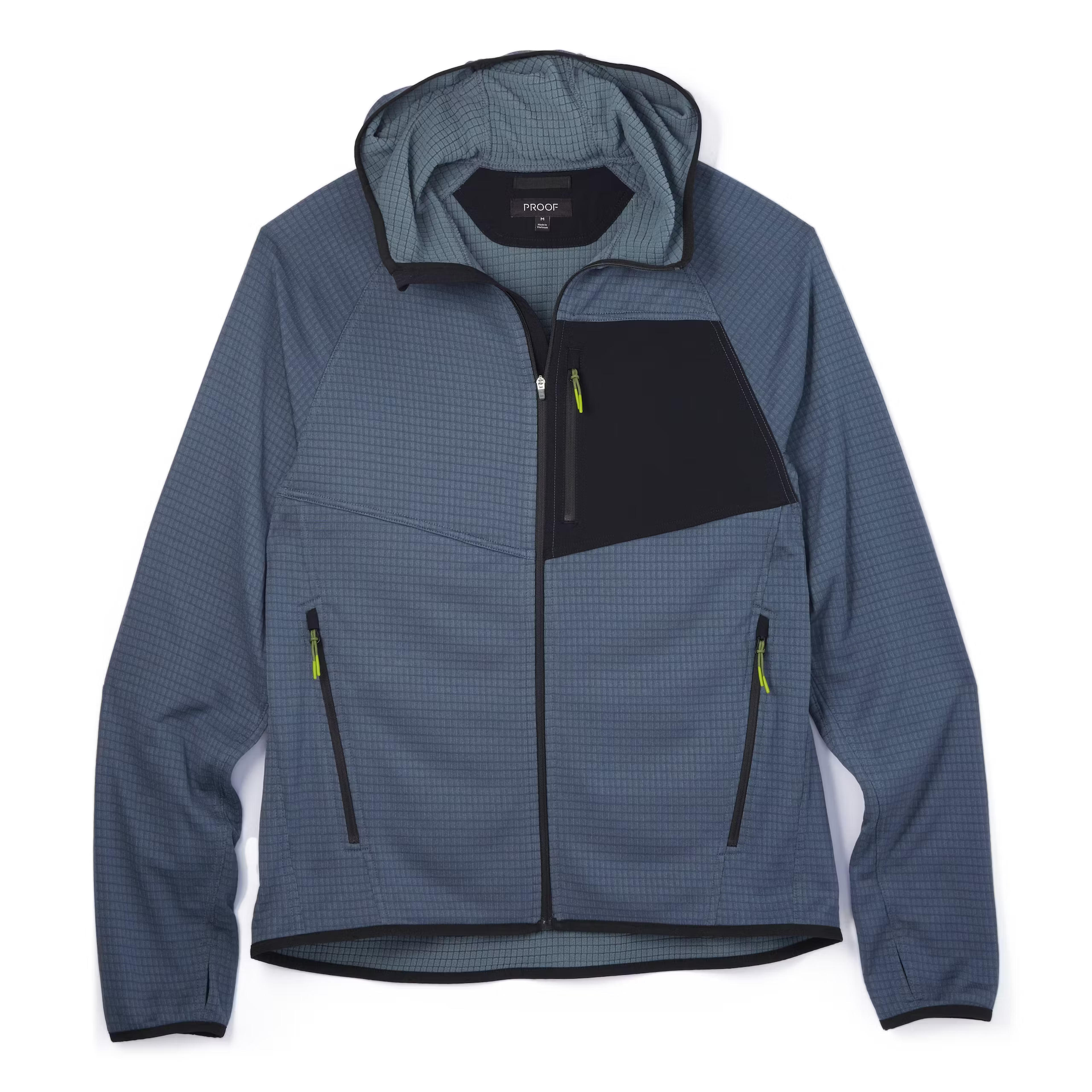 Proof Trail Grid Fleece Full Zip Hoodie - Gravel Grey | Full-Zip Hoodies | Huckberry