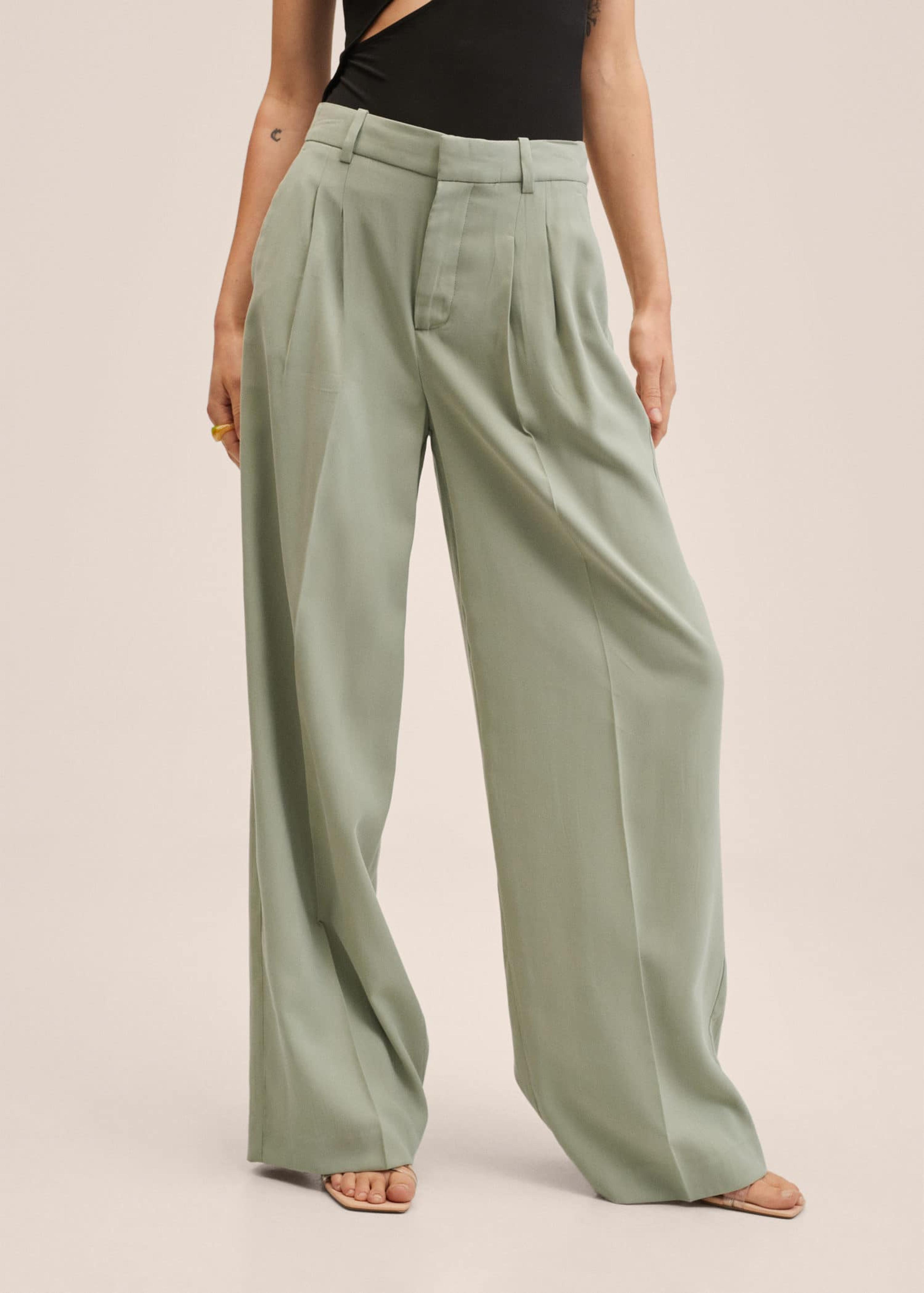 Wideleg pleated trousers