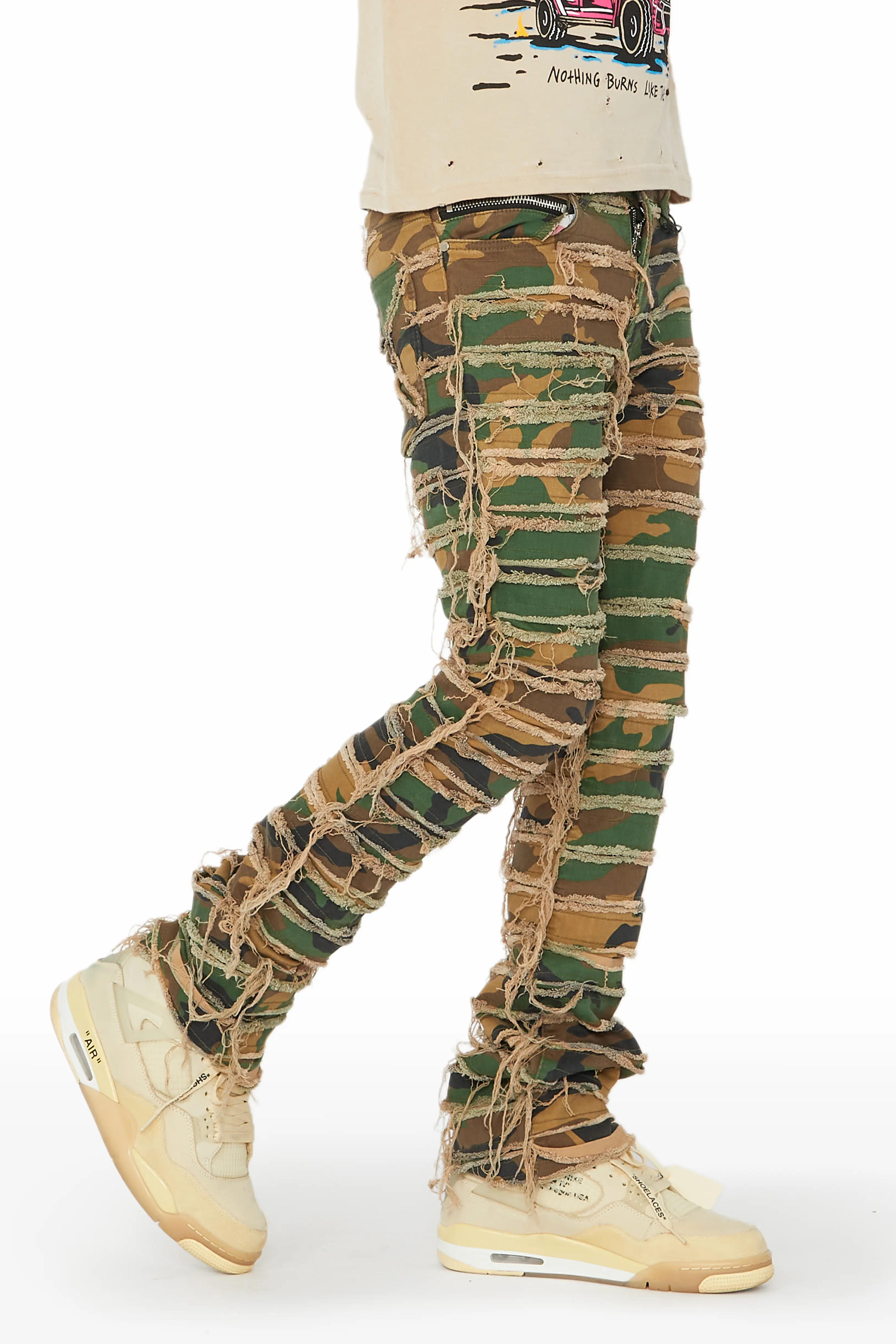 Cassius Faded Camo Stacked Flare Jean - 36 / Faded Camo