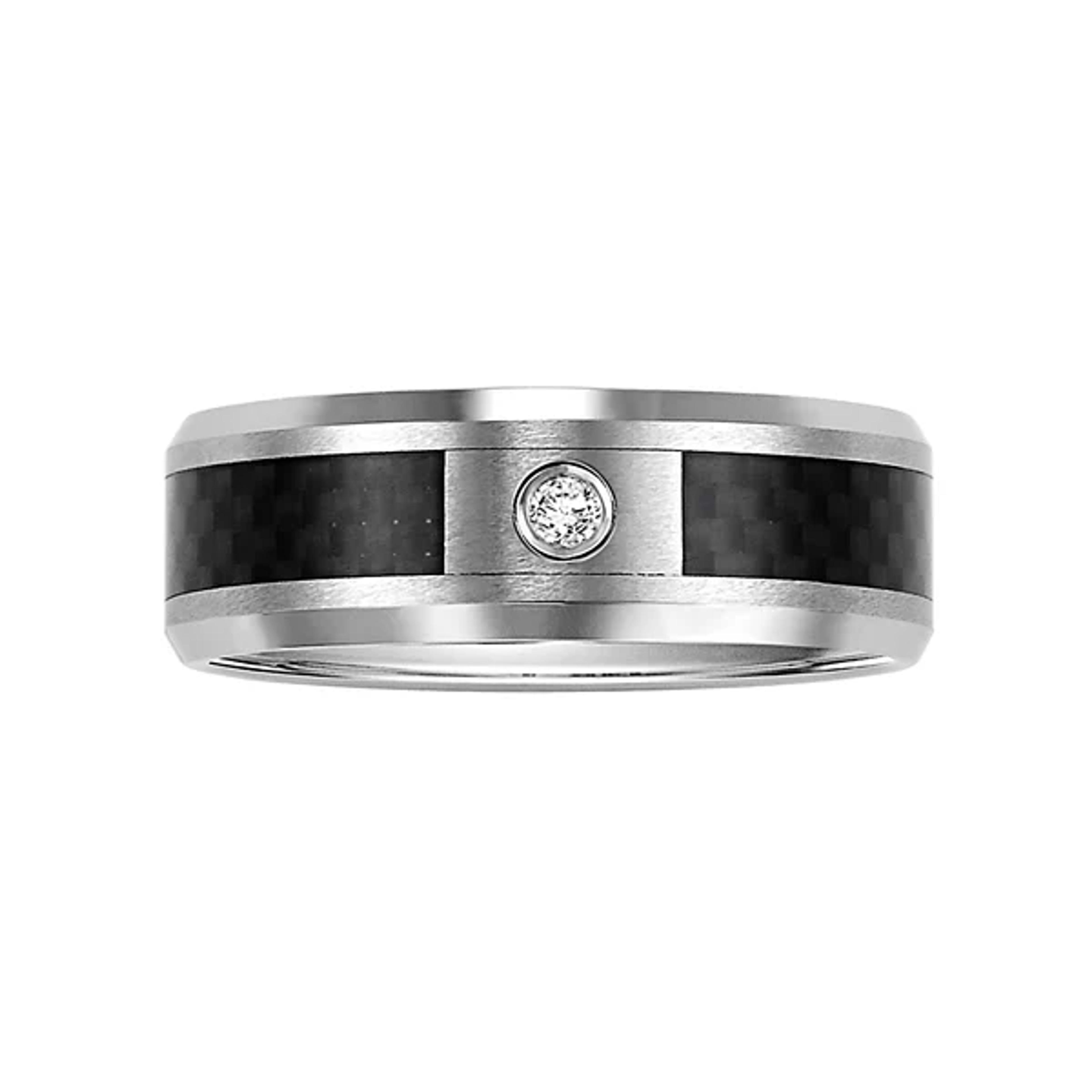 Lovemark Stainless Steel Diamond Accent Men's Wedding Band