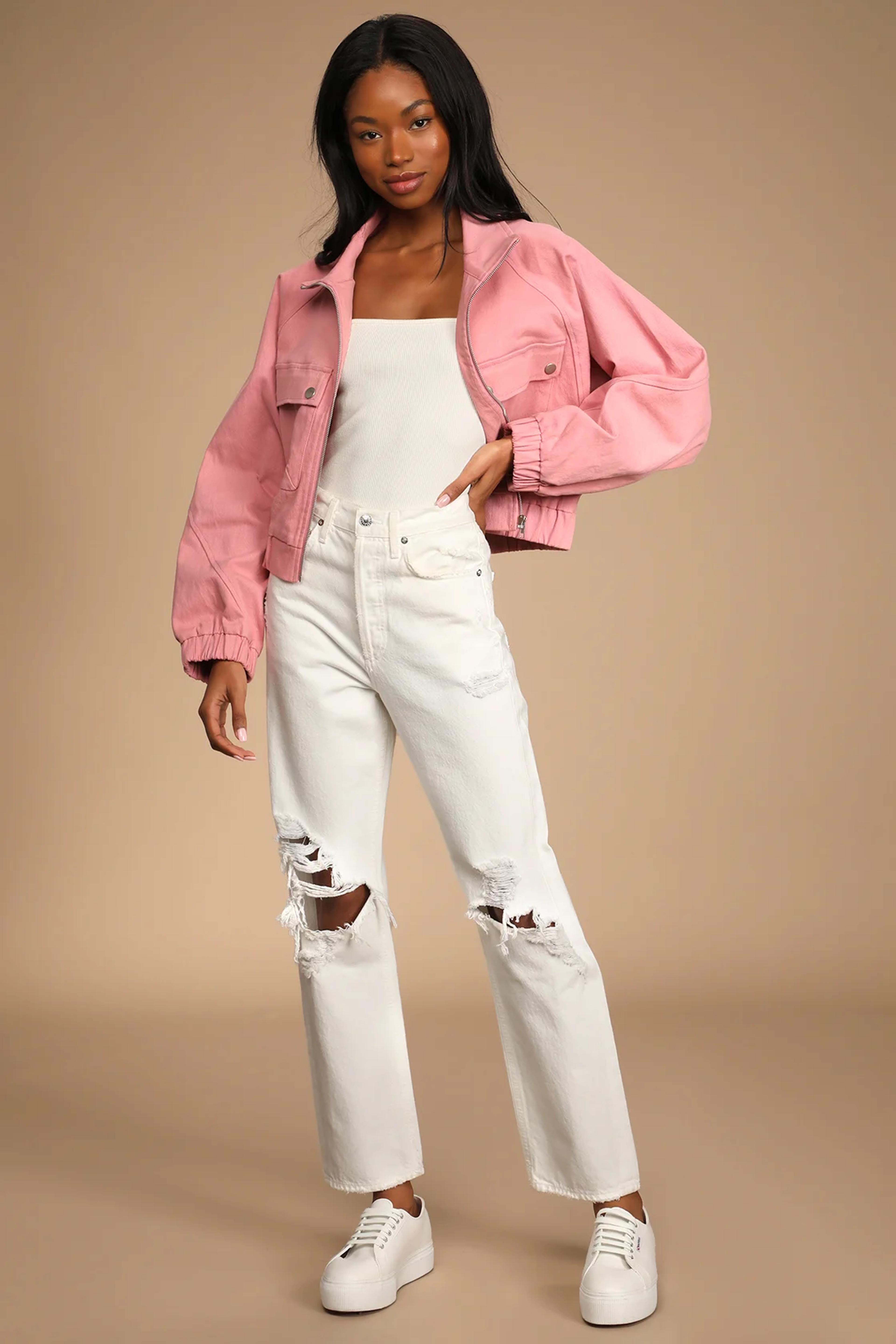 Rose Pink Jacket - Dolman Sleeve Jacket - Oversized Bomber Jacket - Lulus