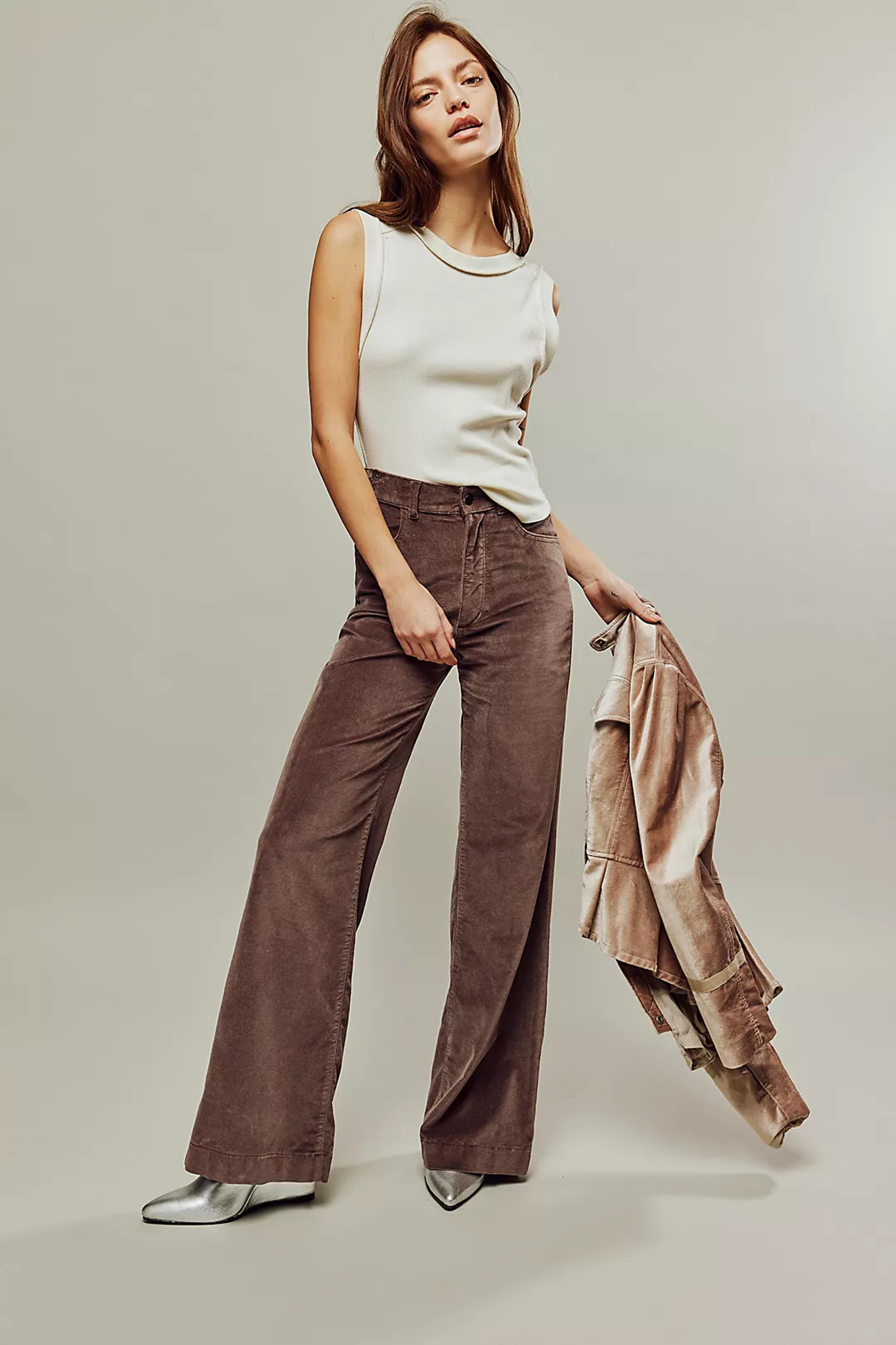 DL1961 Hepburn Velvet Wide-Leg Jeans | Free People