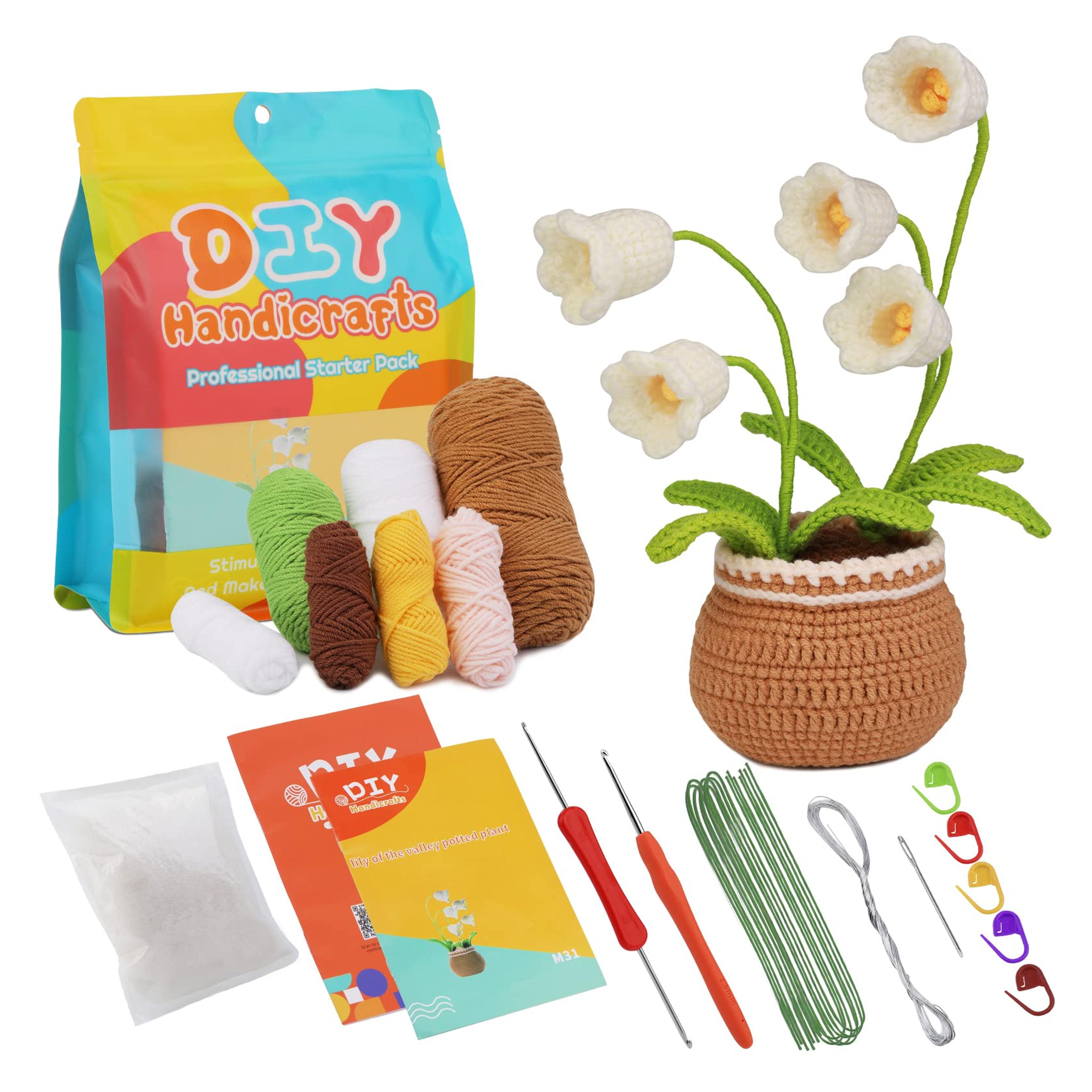 kgxulr Crochet Kit for Beginners,Bell Orchid Crochet Kit Beginner Crochet Starter Kit for Complete Beginners Adults, Crocheting Knitting Kit with Step-by-Step Video Tutorials (Bell Orchid)