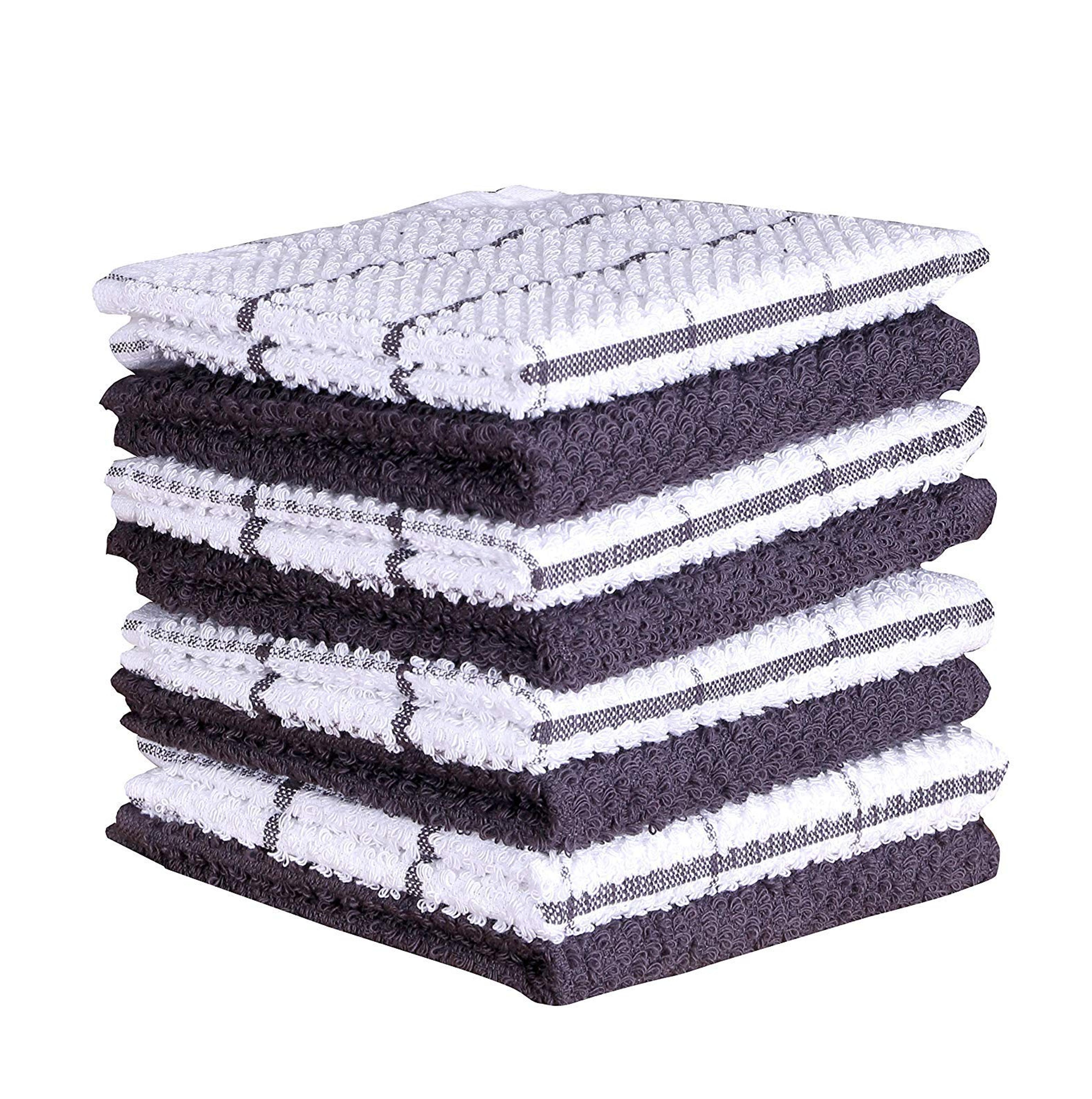 Amazon.com: AMOUR INFINI Cotton Terry Kitchen Dish Cloths | Set of 8 | 12 x 12 Inches | Super Soft and Absorbent |100% Cotton Dish Rags | Perfect for Household and Commercial Uses | Gray : Home & Kitchen