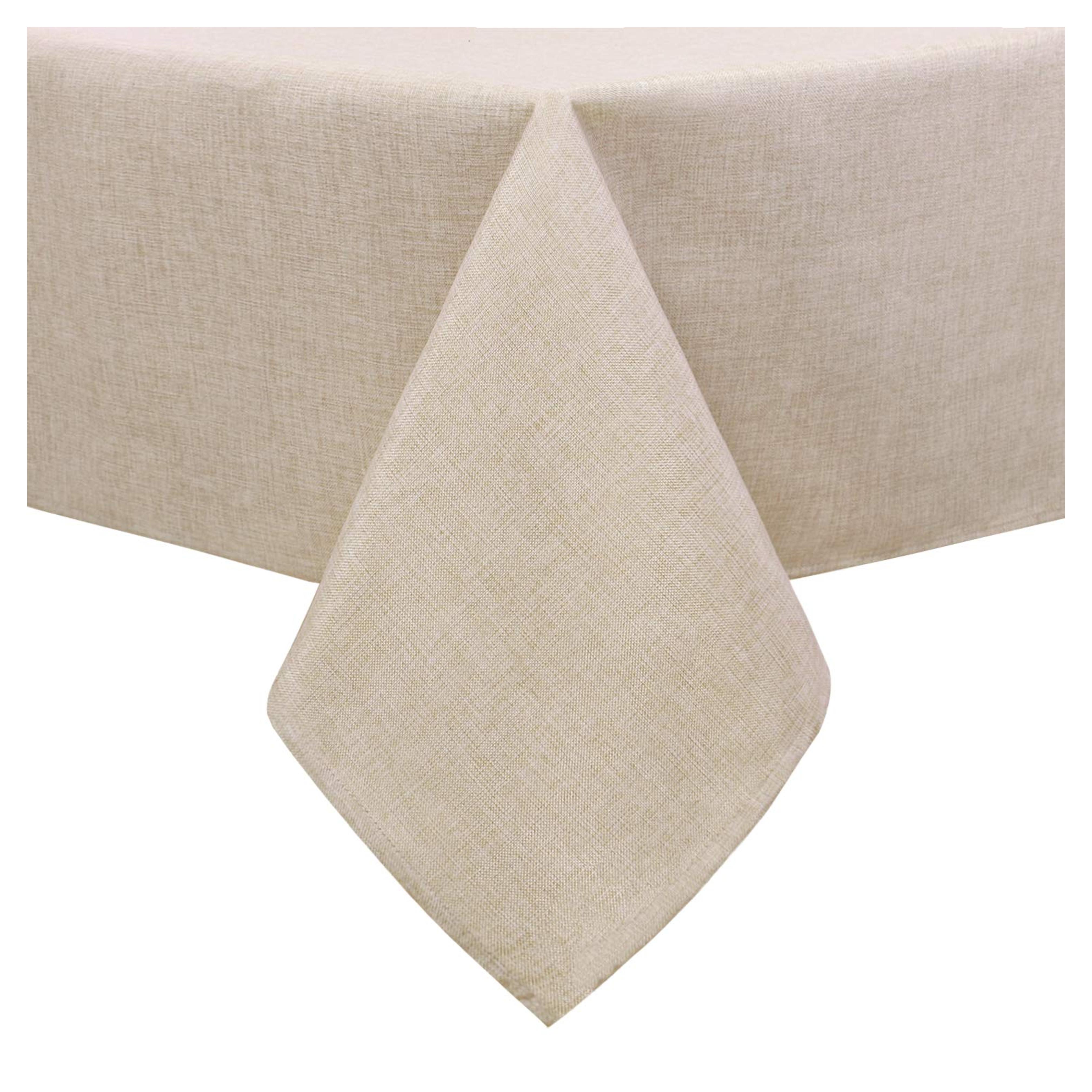 Hiasan Faux Linen Rectangle Tablecloth - Wrinkle and Stain Resistant Washable Table Cloth for Kitchen Dining Room Holiday Table Cover for Party Dinner, Beige, 54 x 80 Inch